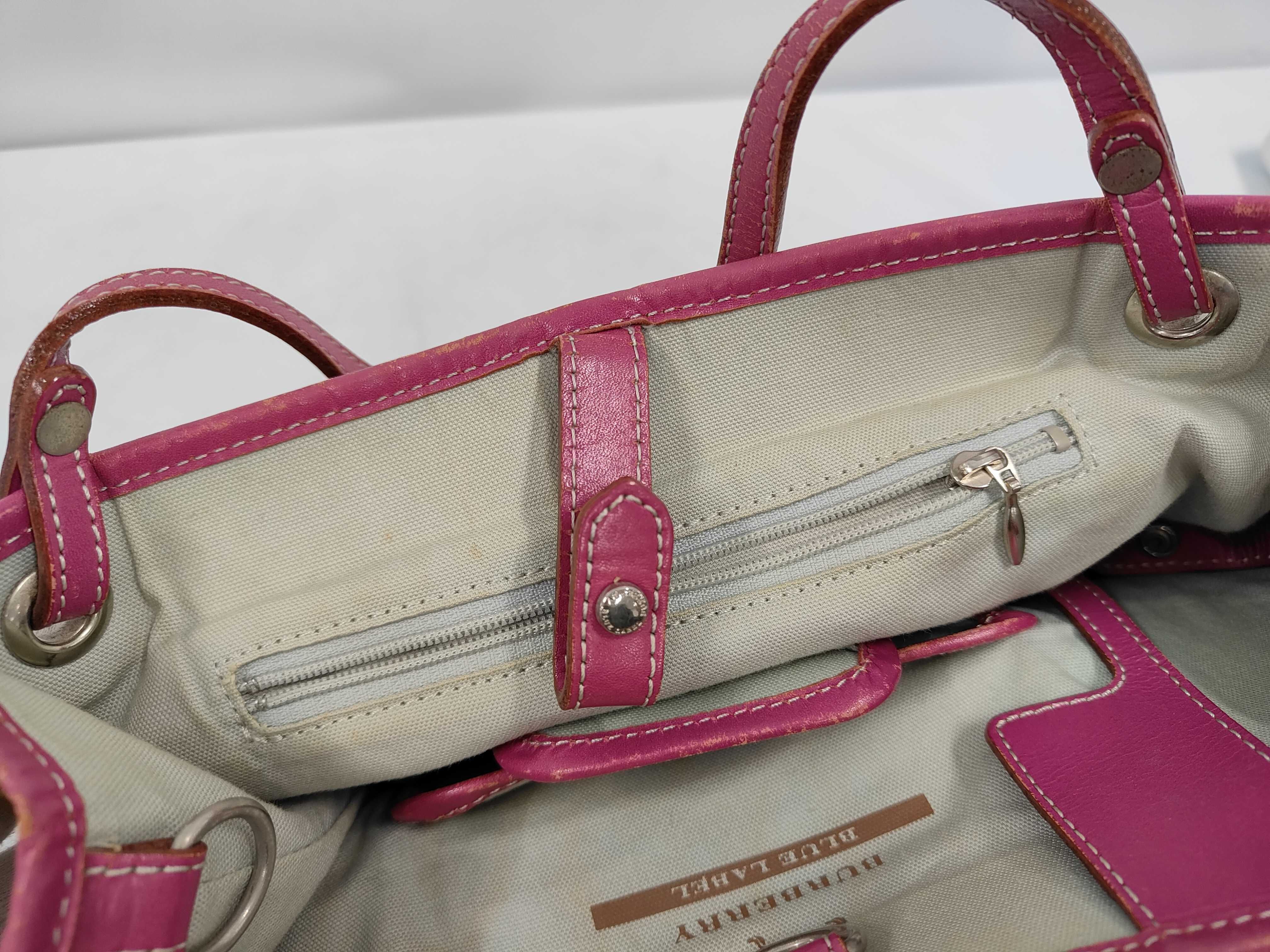 handbag with heart charm, Shadow Horse design, canvas and leather, beige and pink. — view 10