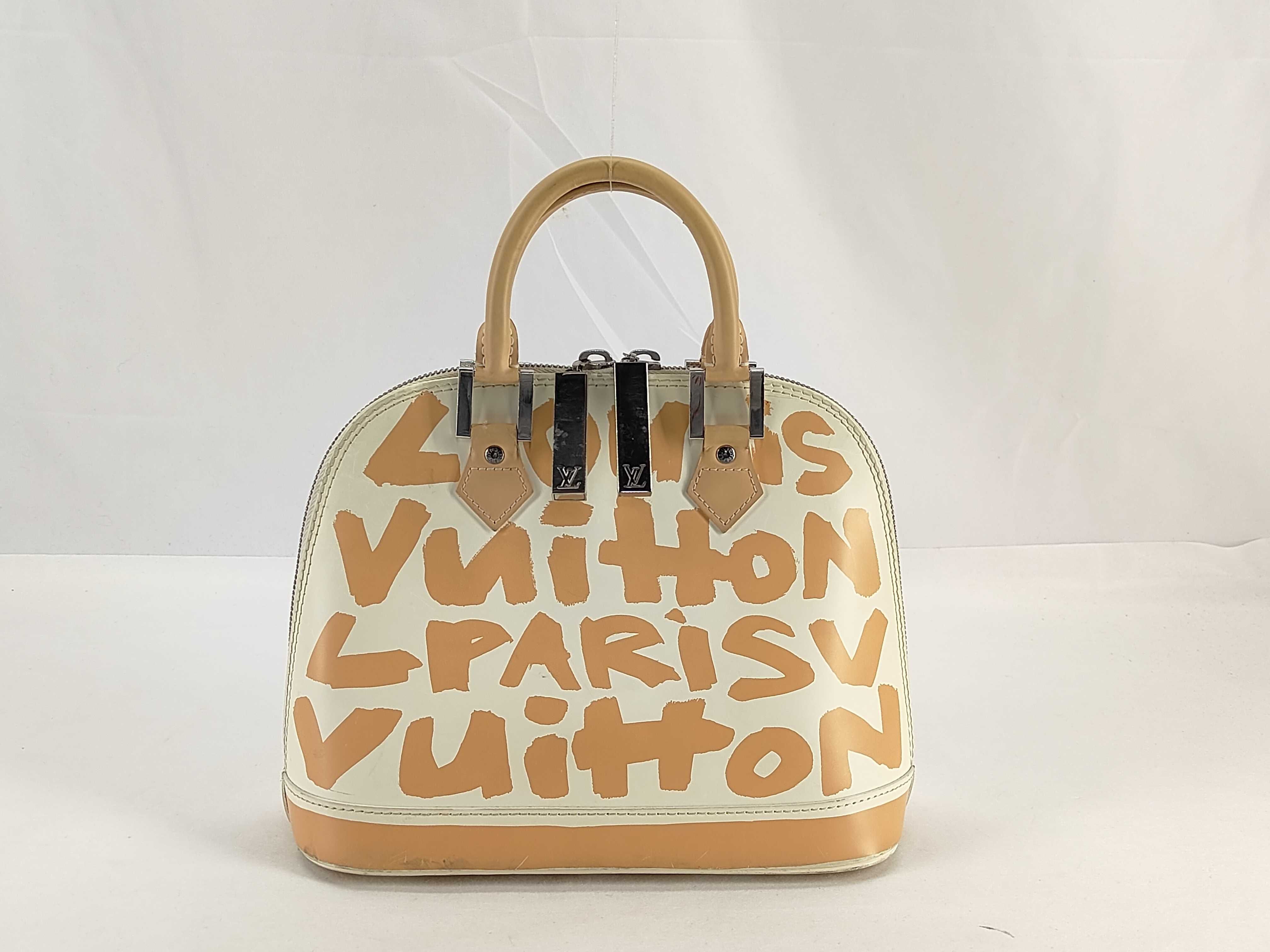 Alma MM Graffiti M92180 BA0061 White x Orange Handbag