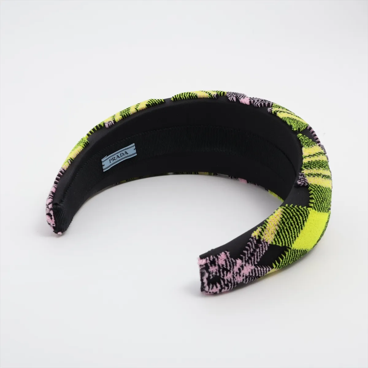 Triangle Logo Headband, Fabric, Black x Yellow. Shows signs of wear, — view 2