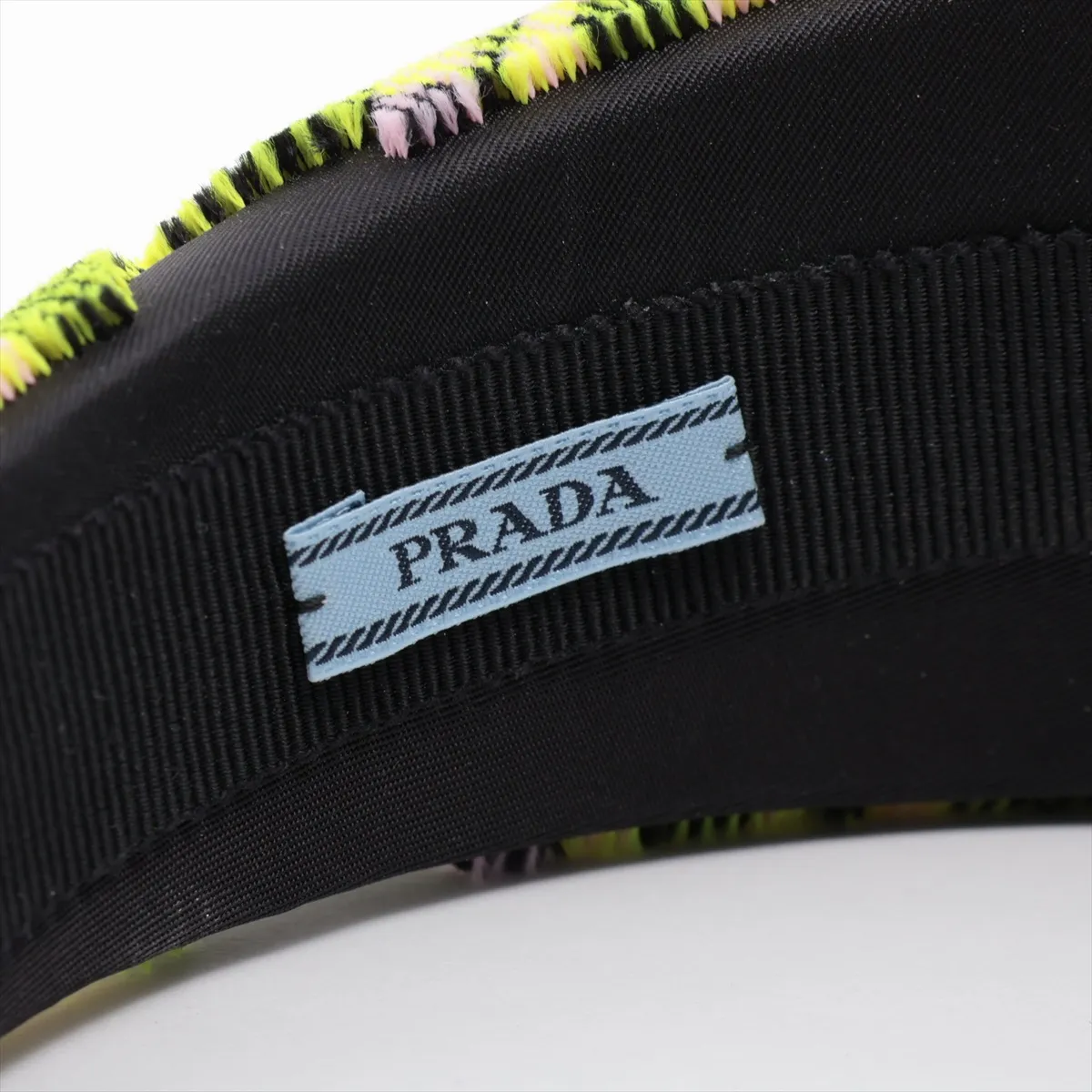 Triangle Logo Headband, Fabric, Black x Yellow. Shows signs of wear, — view 3