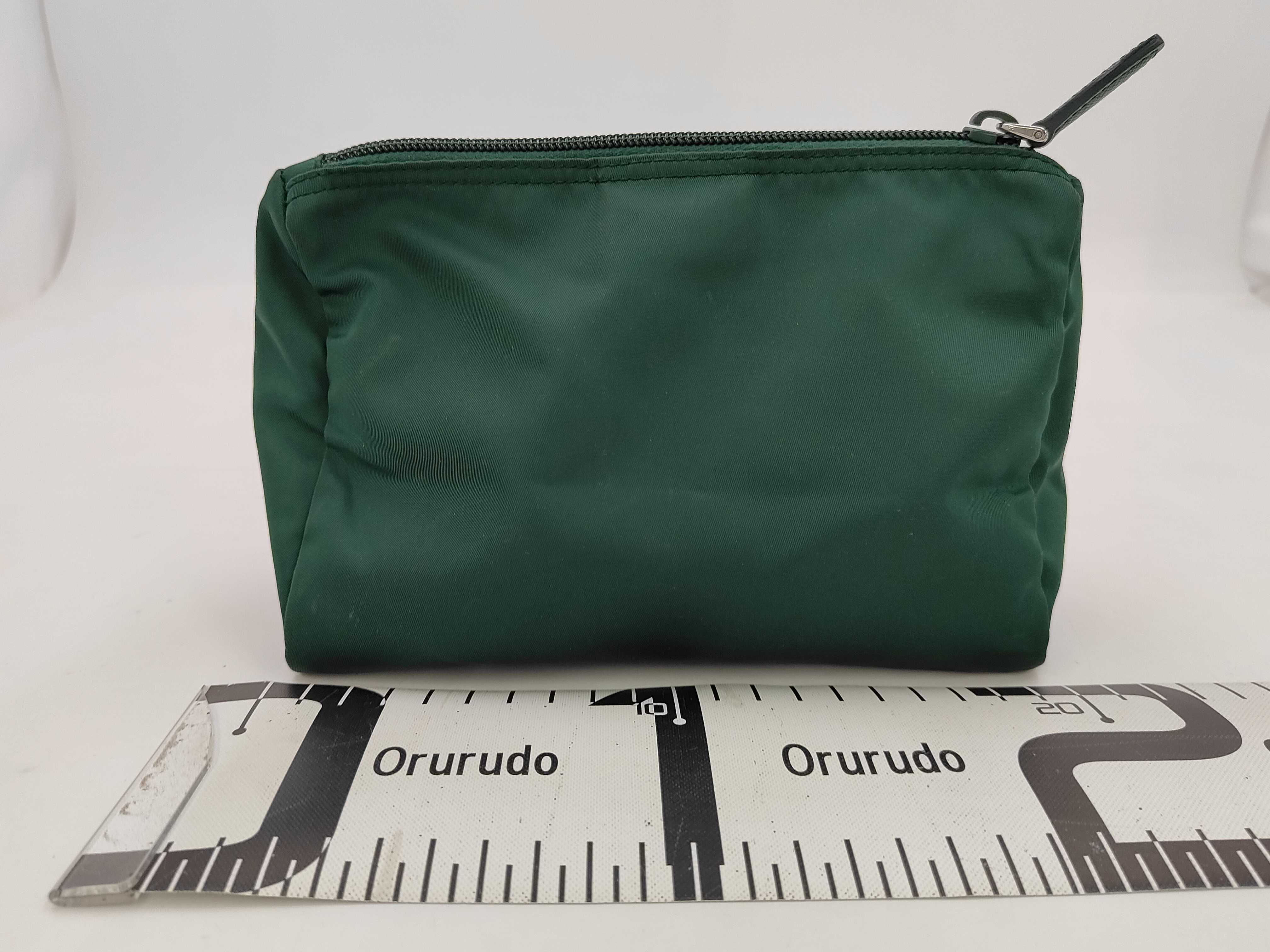 Nylon Pouch with Triangle Logo Plate, Green. — view 2