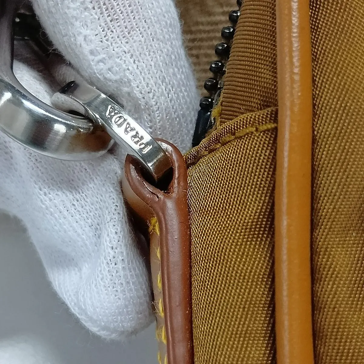 Tessuto Nylon x Leather Shoulder Bag, Brown, 2VH172 — view 12