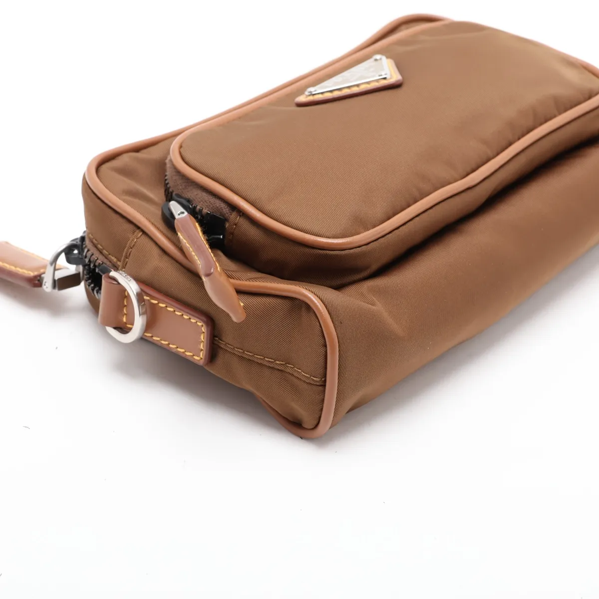 Tessuto Nylon x Leather Shoulder Bag, Brown, 2VH172 — view 4