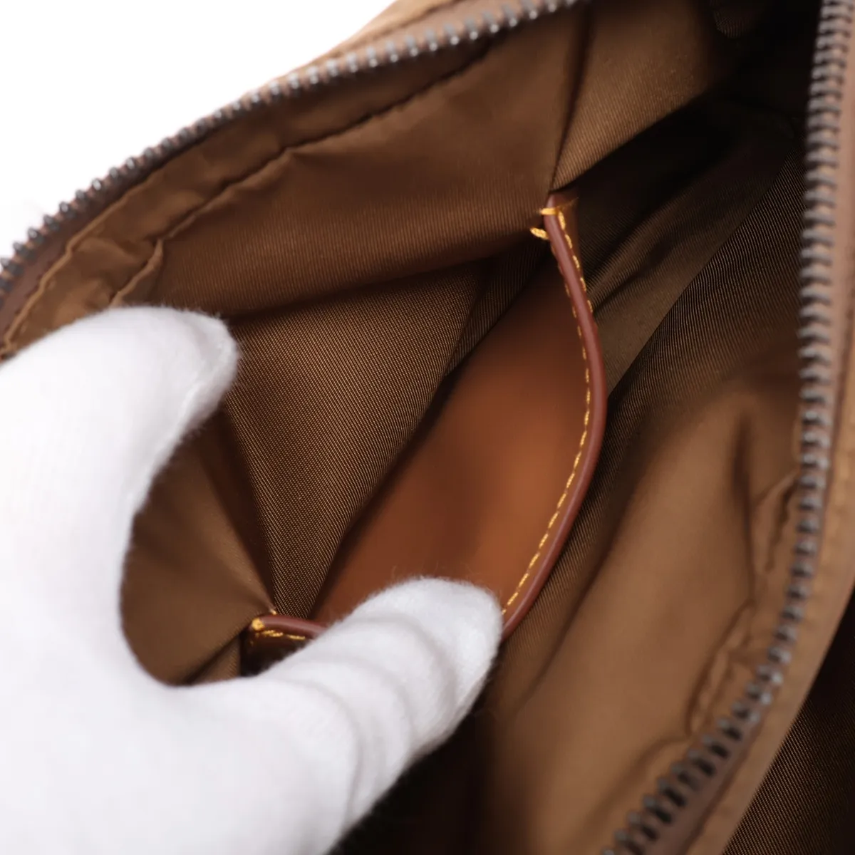 Tessuto Nylon x Leather Shoulder Bag, Brown, 2VH172 — view 8
