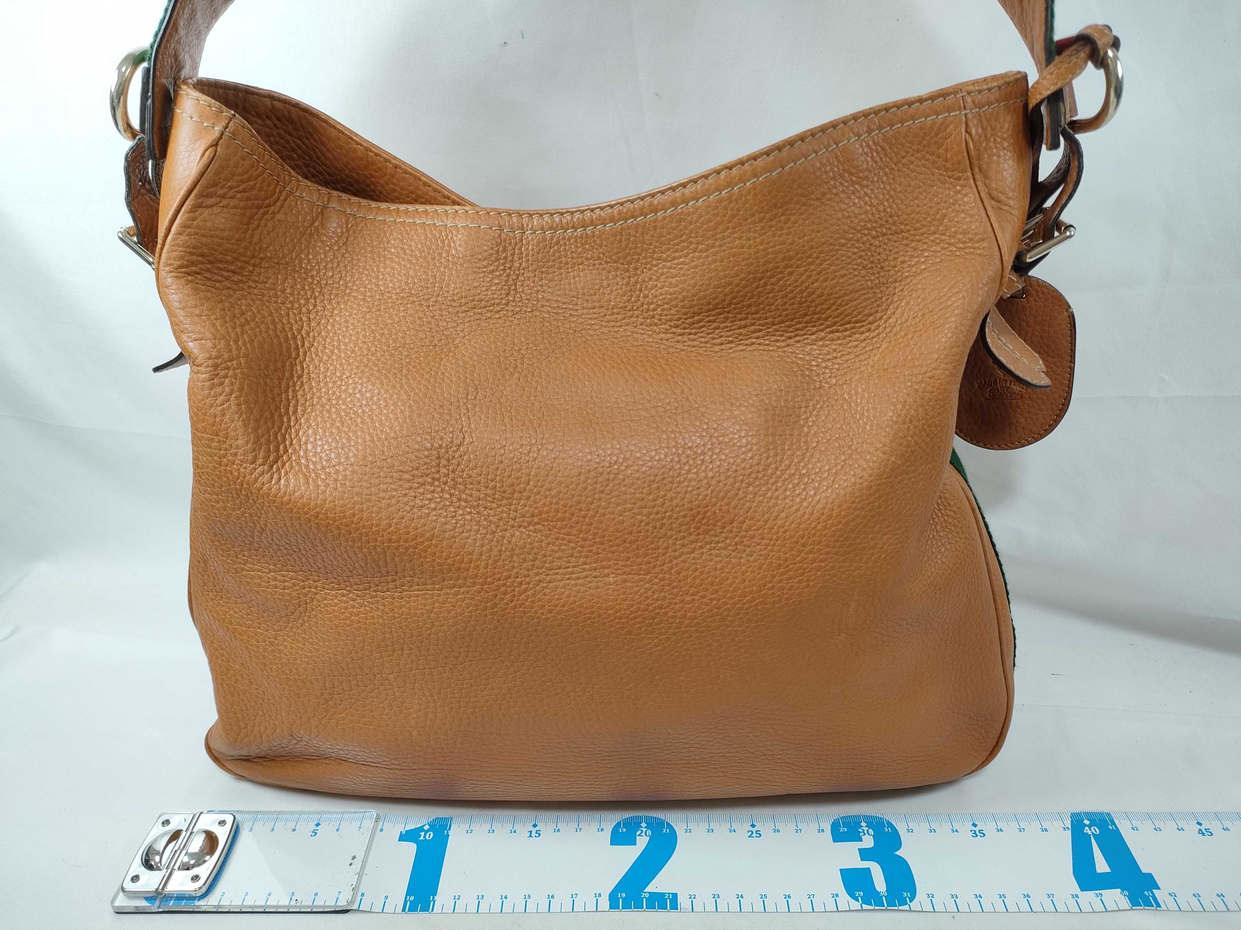 Orange Leather Red and Green Stripe Shoulder Bag (Handbag) — view 2
