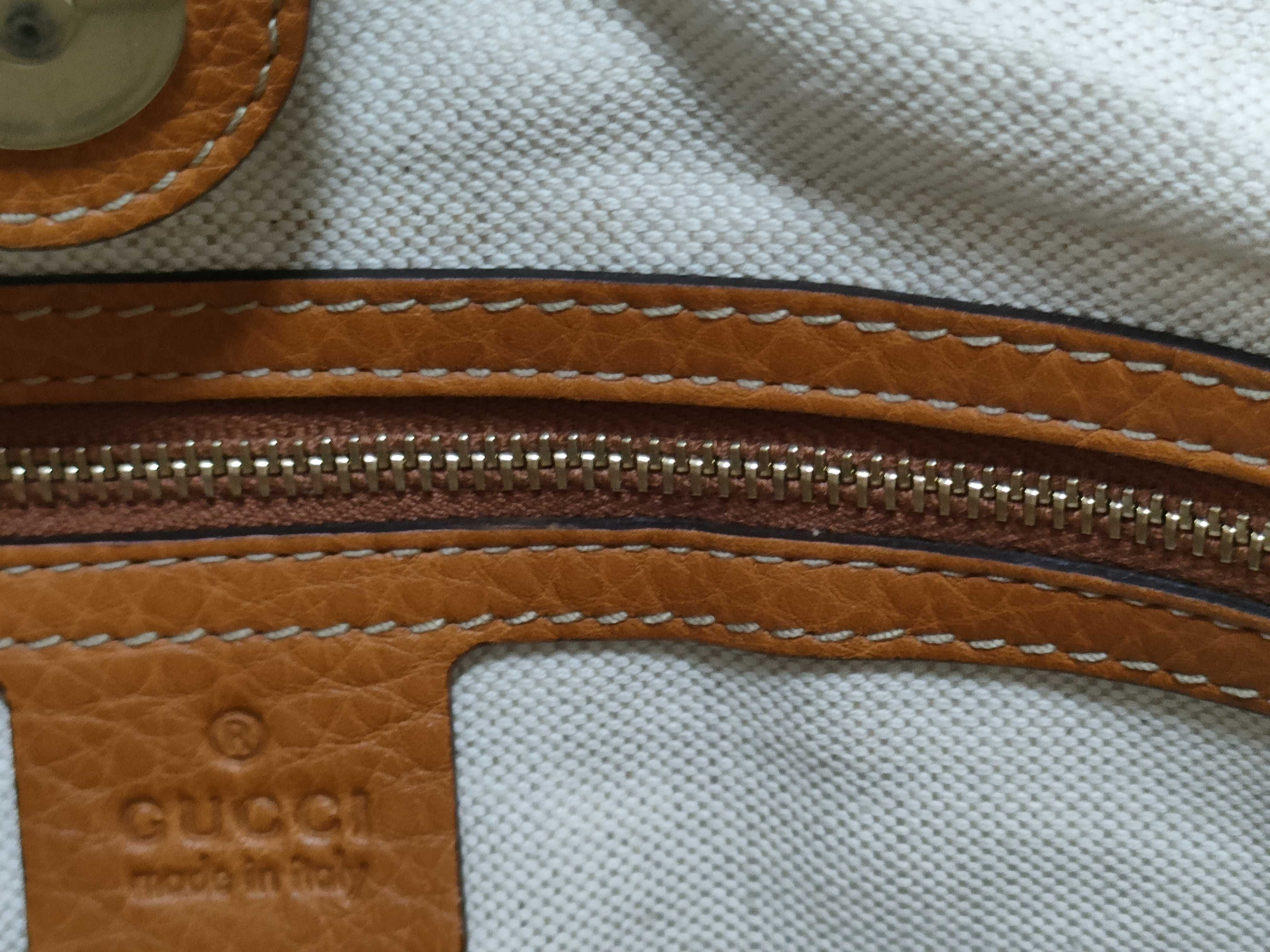 Orange Leather Red and Green Stripe Shoulder Bag (Handbag) — view 12