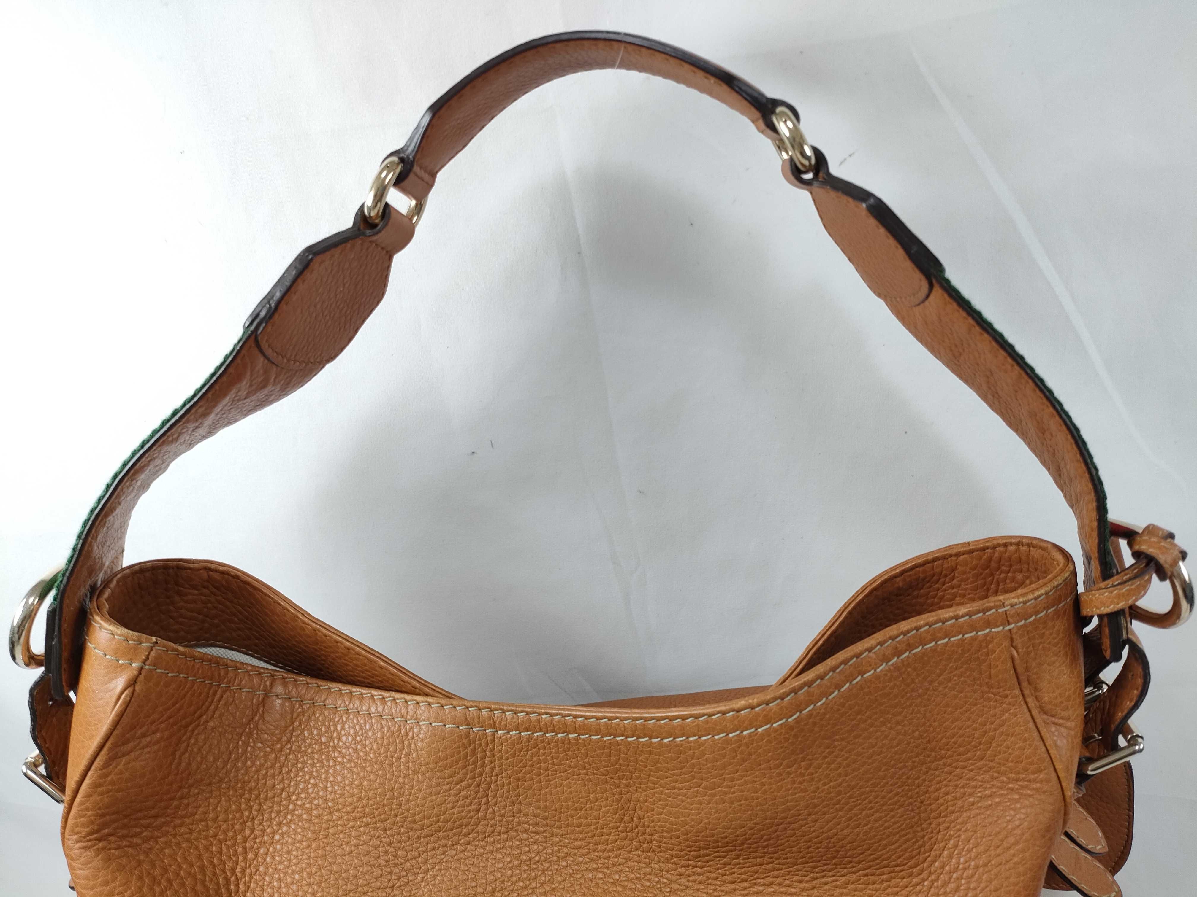 Orange Leather Red and Green Stripe Shoulder Bag (Handbag) — view 3