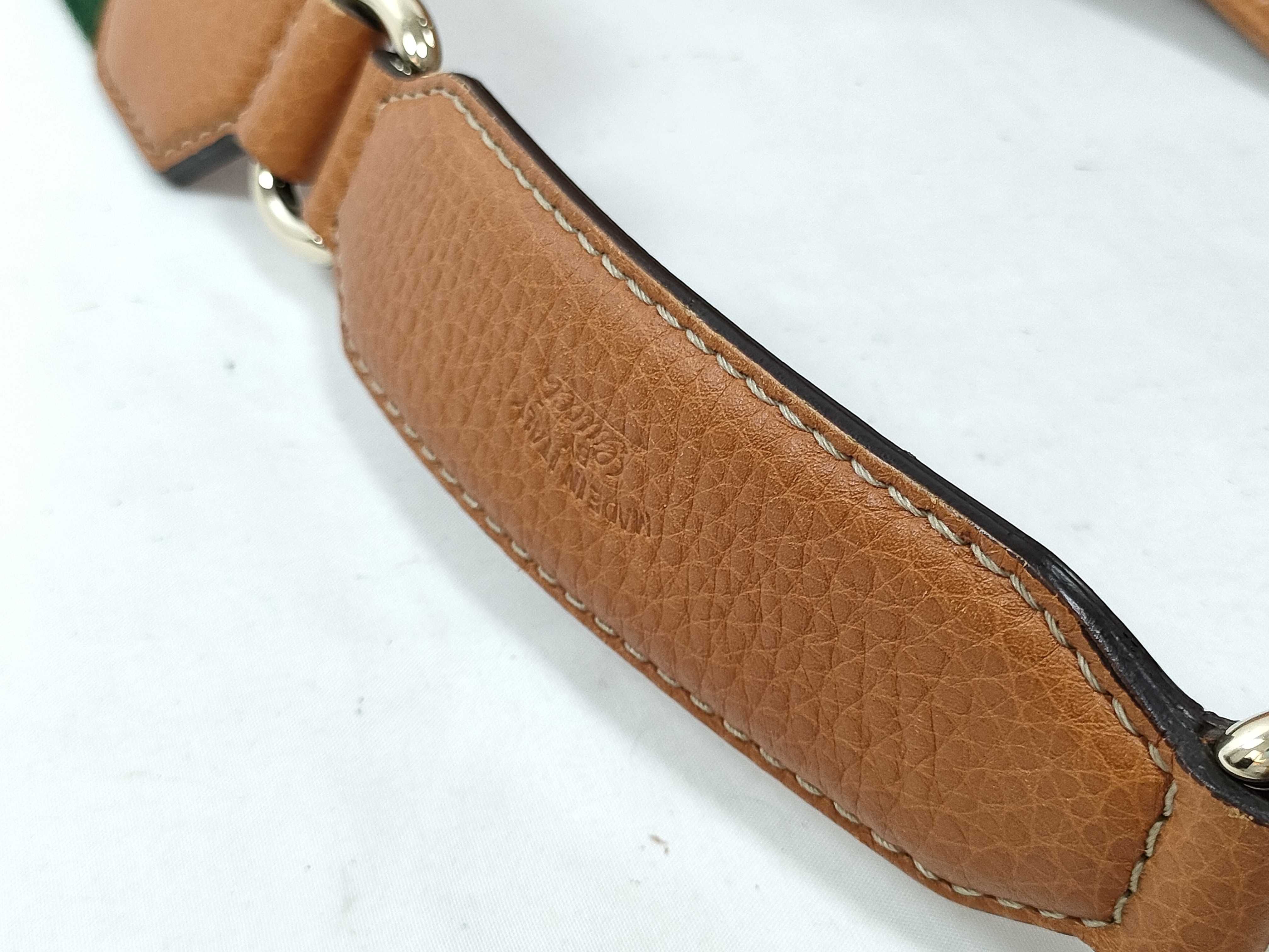 Orange Leather Red and Green Stripe Shoulder Bag (Handbag) — view 4