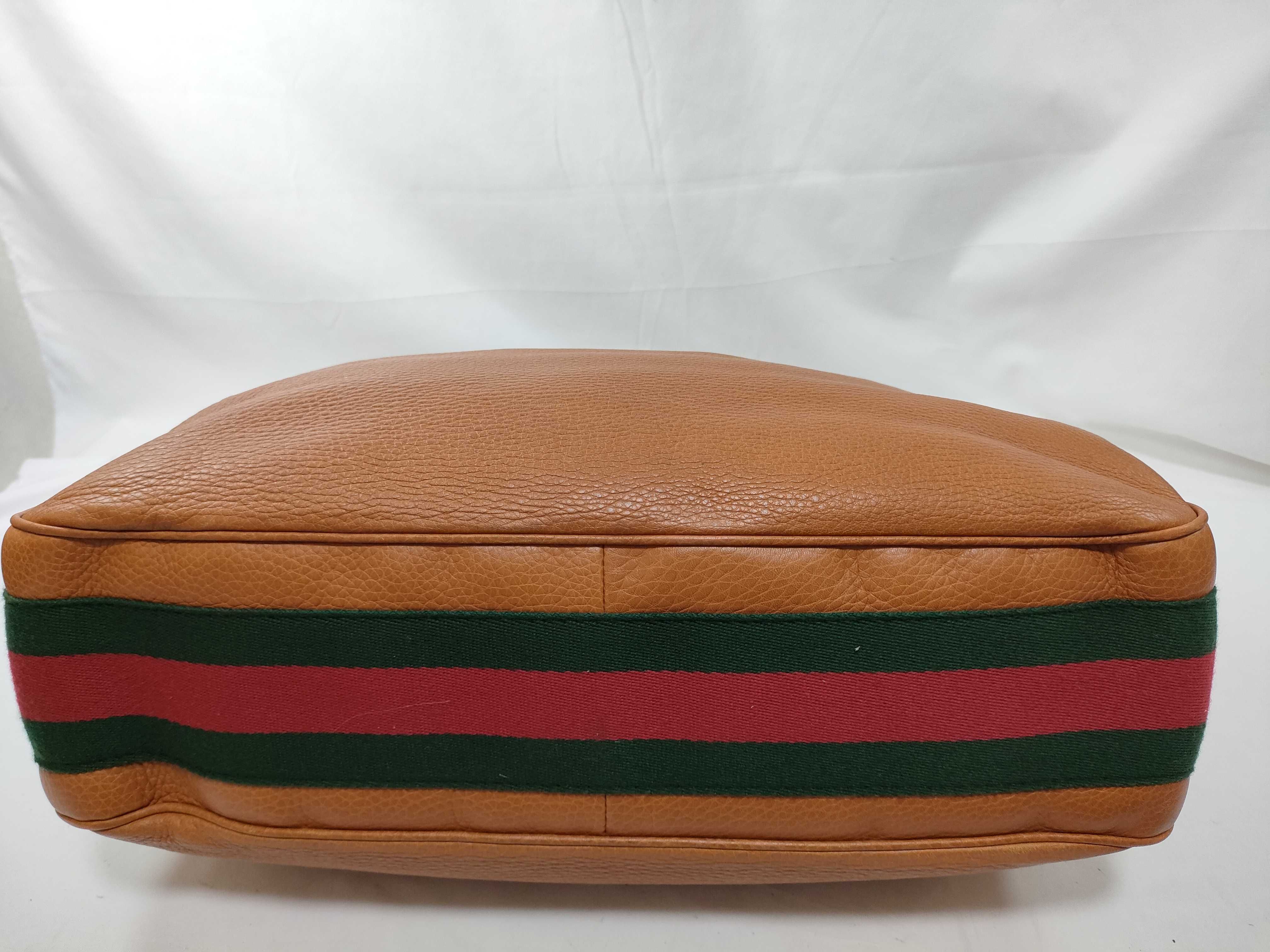 Orange Leather Red and Green Stripe Shoulder Bag (Handbag) — view 6