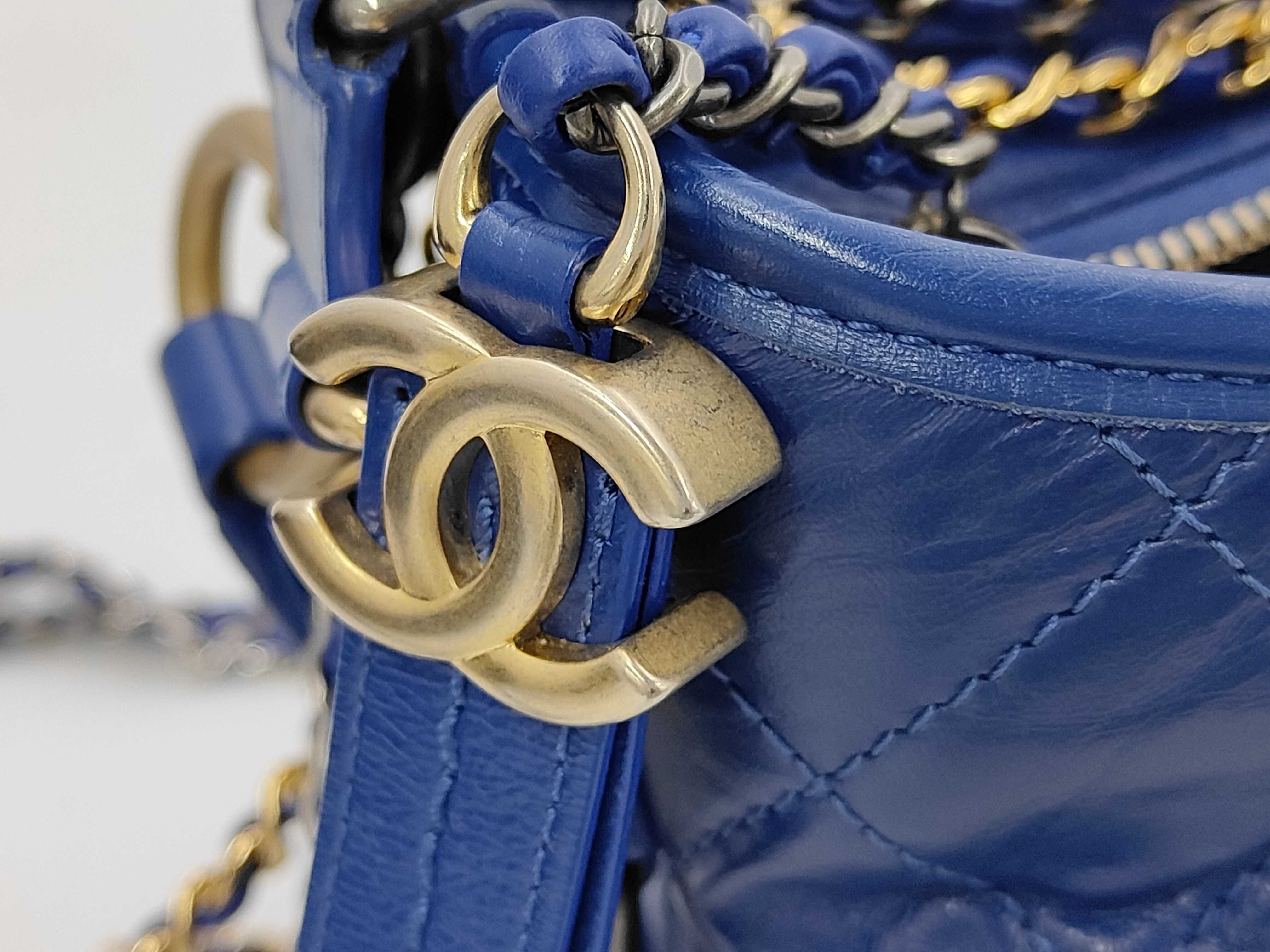 Gabrielle de Chanel Hobo Bag, Blue Aged Calfskin, 2-Way Chain Shoulder Bag — view 11