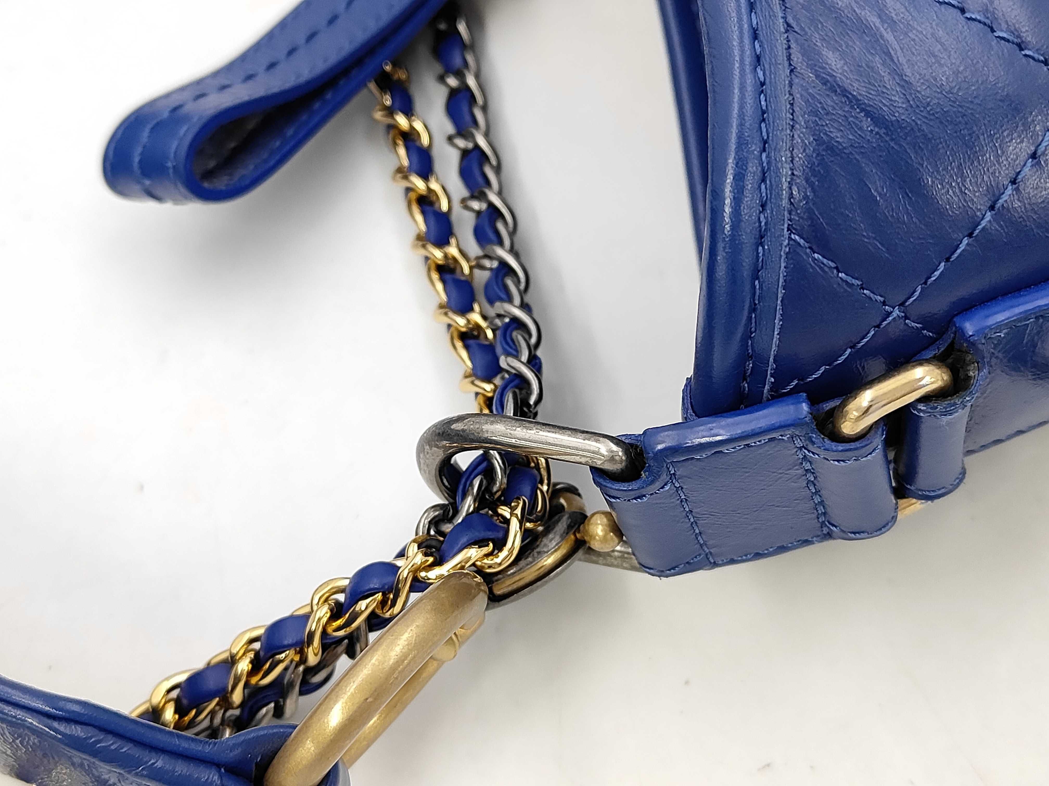 Gabrielle de Chanel Hobo Bag, Blue Aged Calfskin, 2-Way Chain Shoulder Bag — view 5