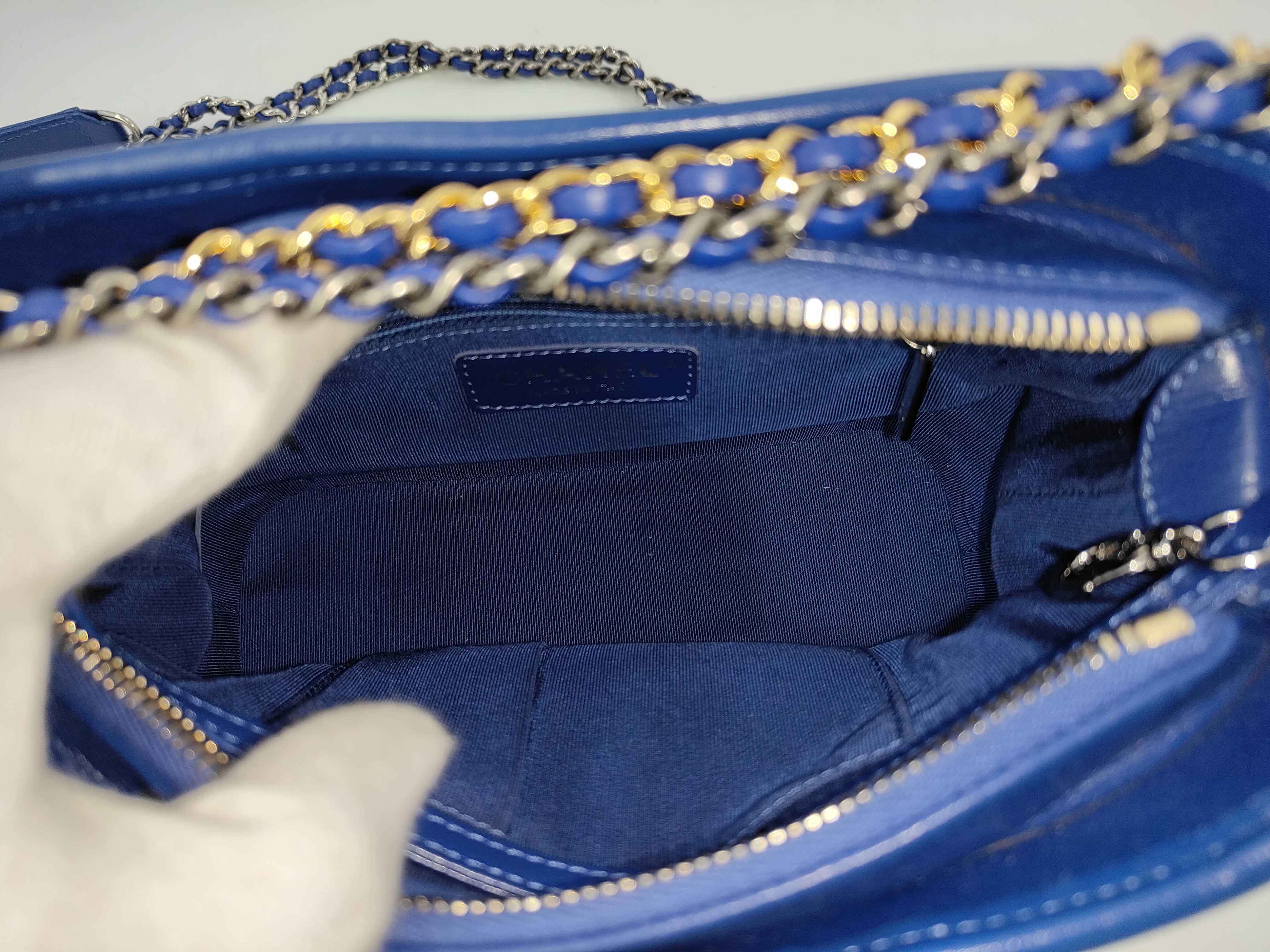 Gabrielle de Chanel Hobo Bag, Blue Aged Calfskin, 2-Way Chain Shoulder Bag — view 8