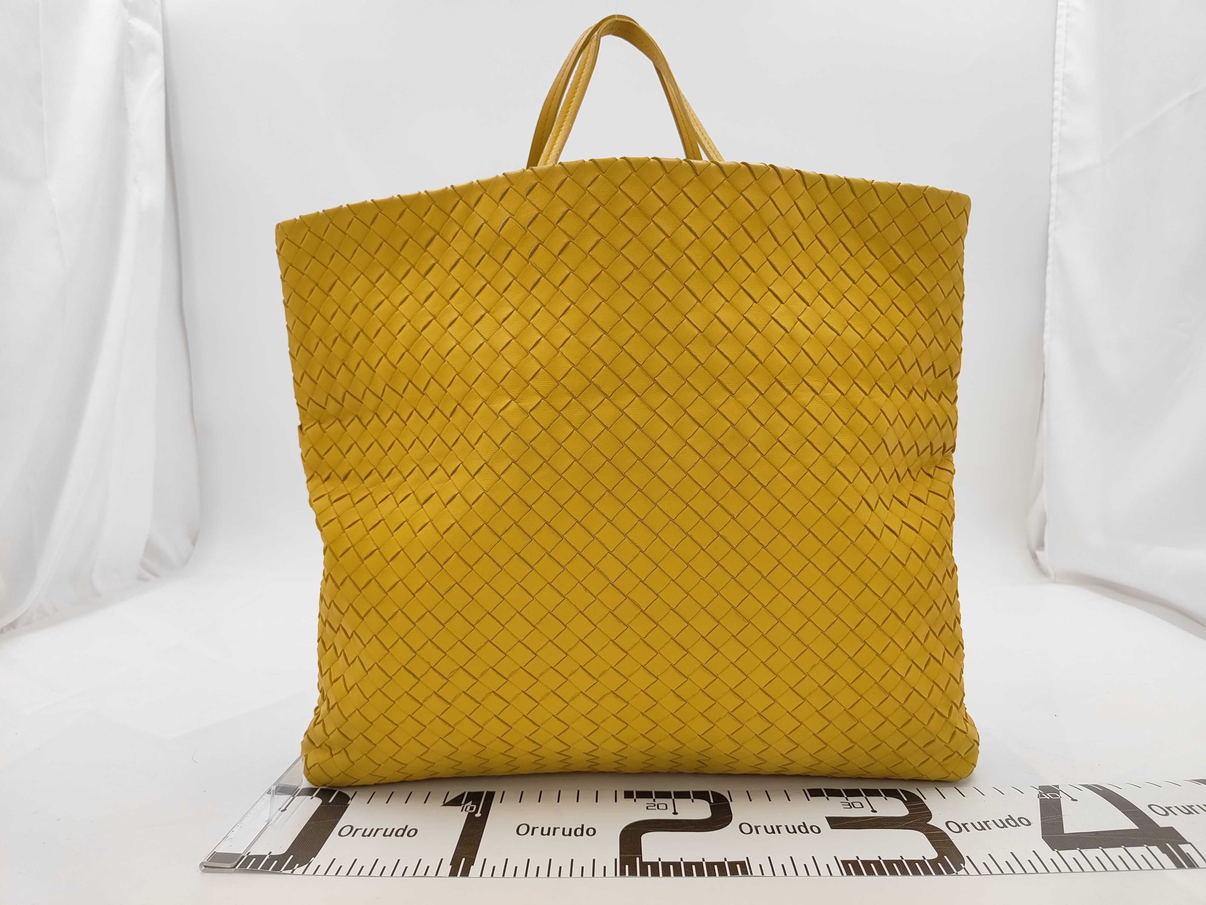 BV Intrecciato Yellow Leather Tote Bag — view 2