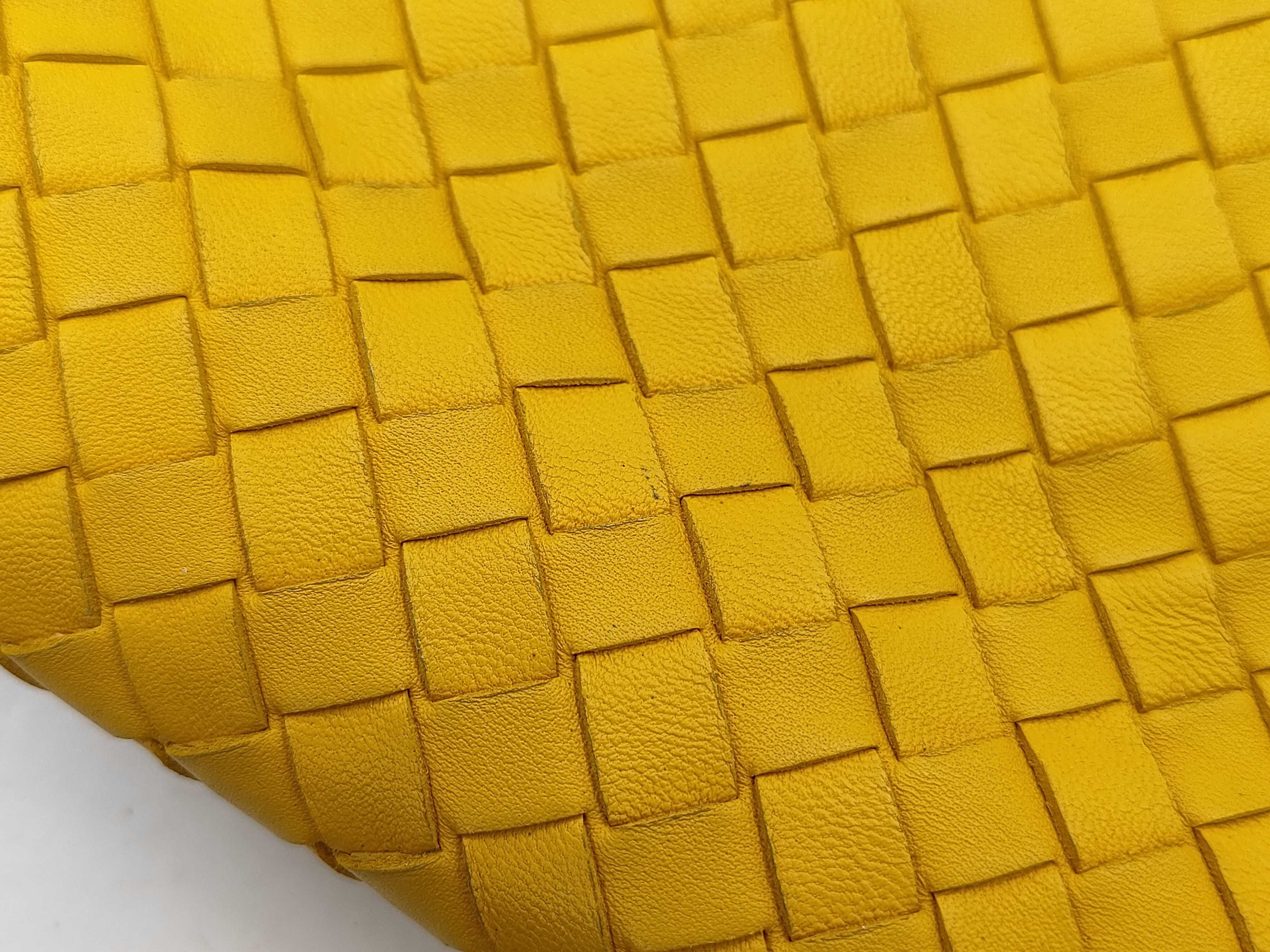 BV Intrecciato Yellow Leather Tote Bag — view 12