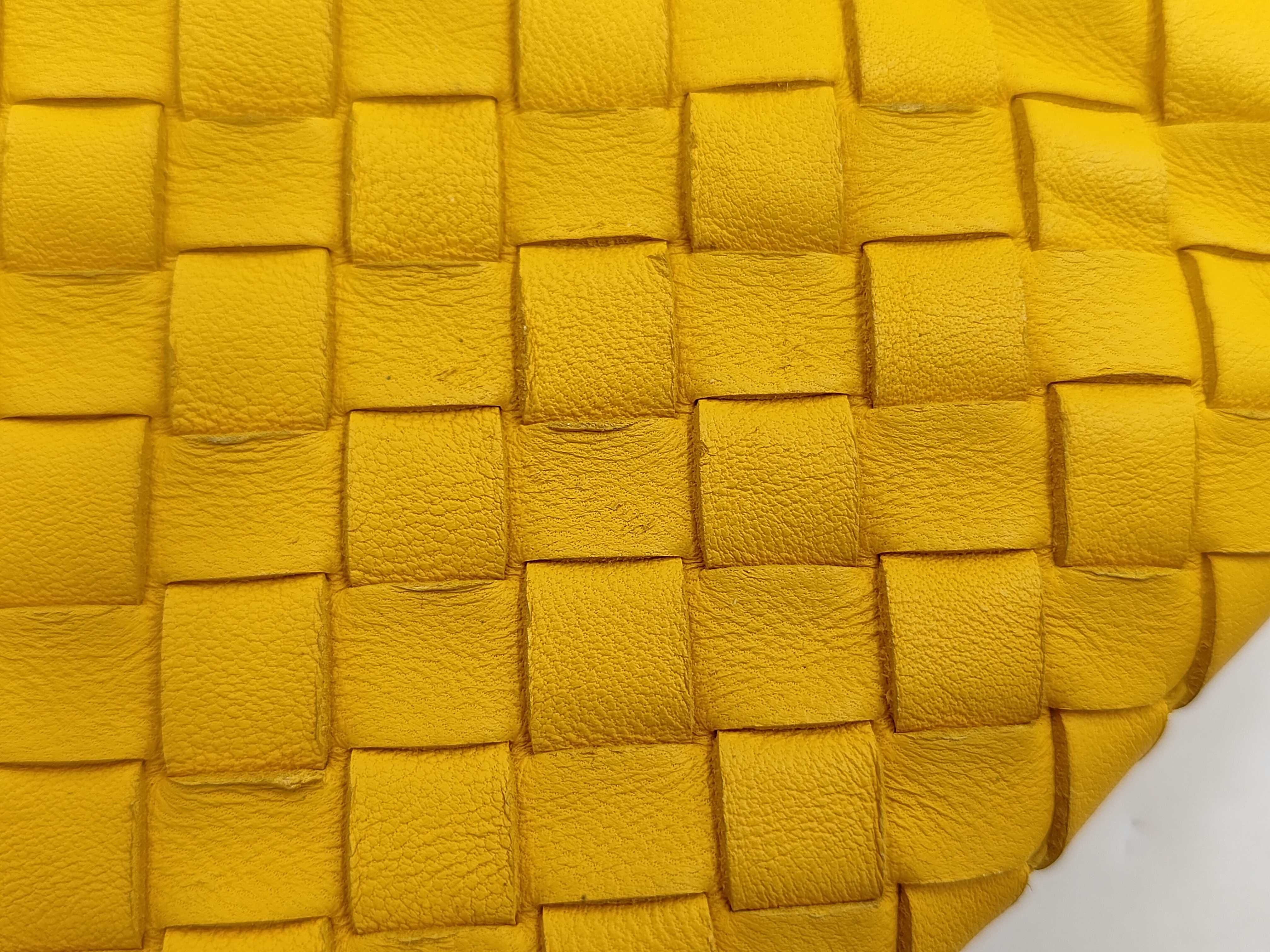 BV Intrecciato Yellow Leather Tote Bag — view 14