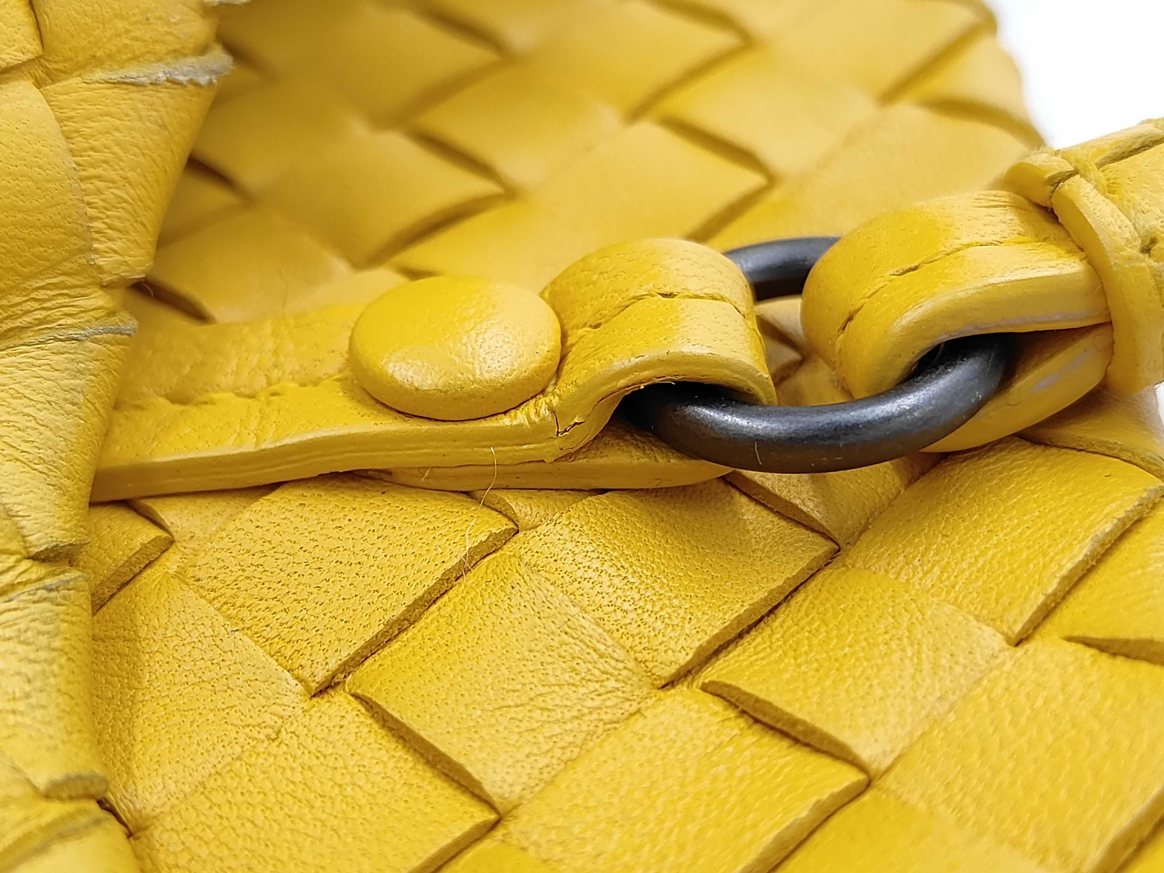 BV Intrecciato Yellow Leather Tote Bag — view 5