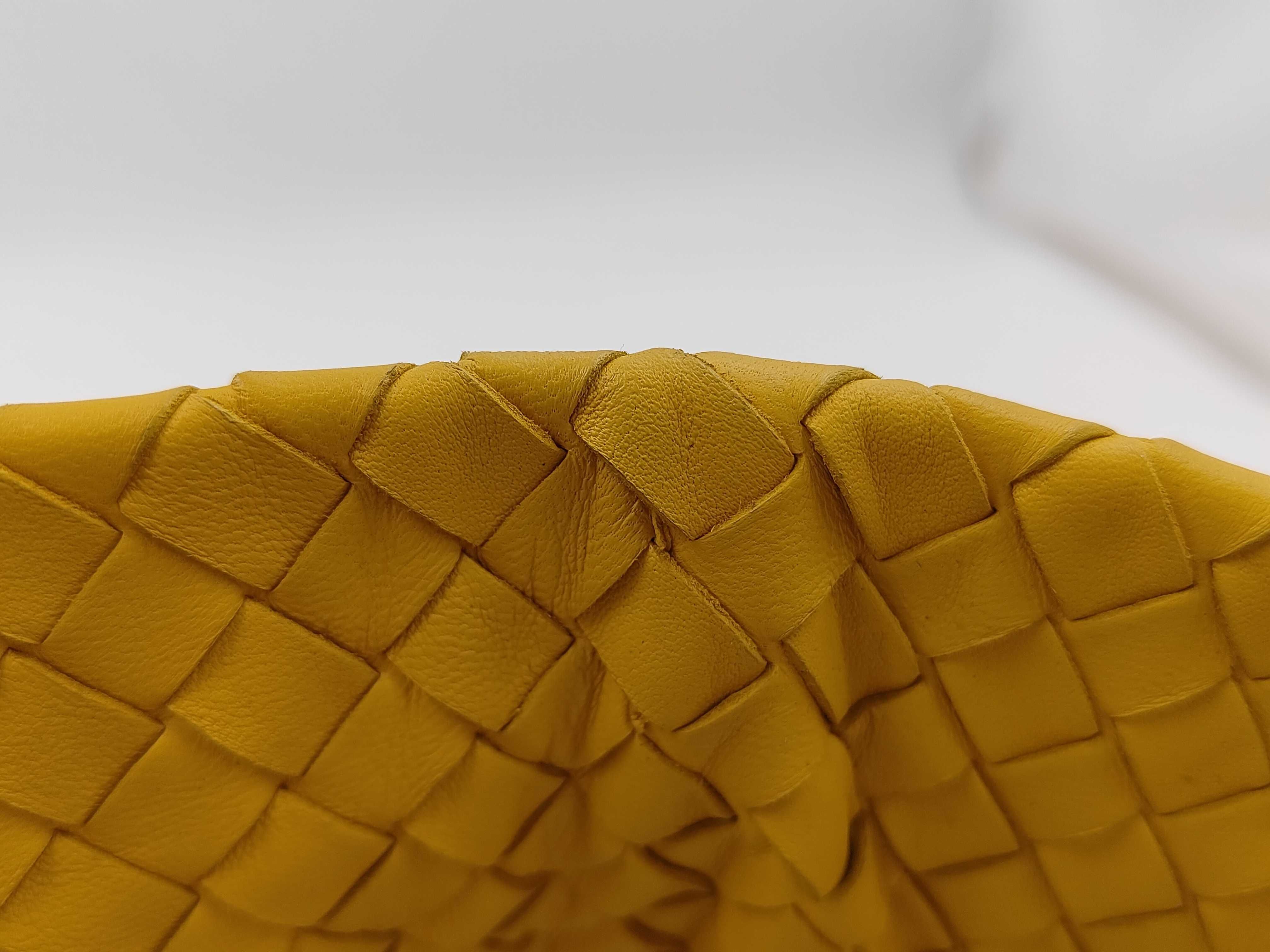 BV Intrecciato Yellow Leather Tote Bag — view 8