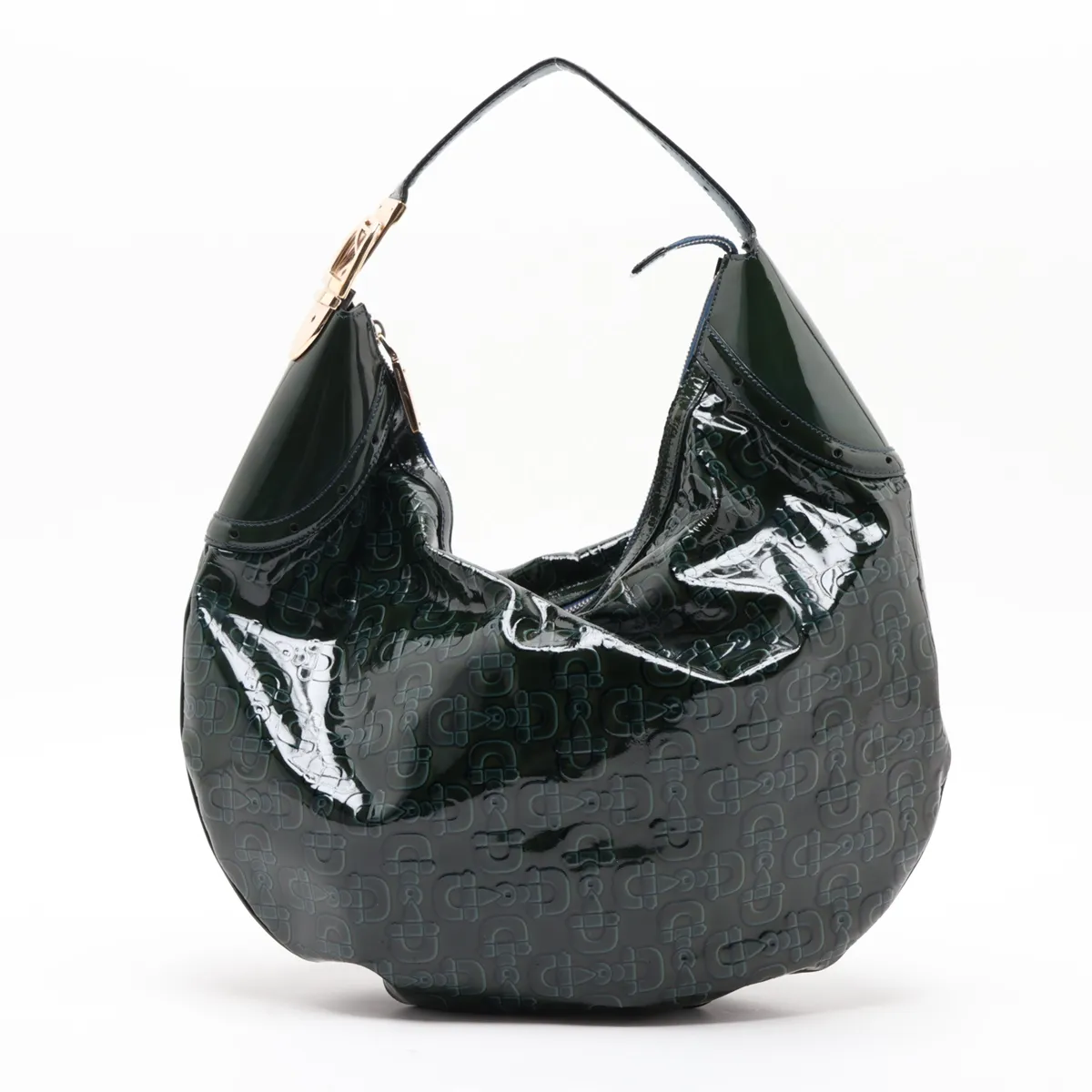 Horsebit 145764 Patent Leather Shoulder Bag, Green
