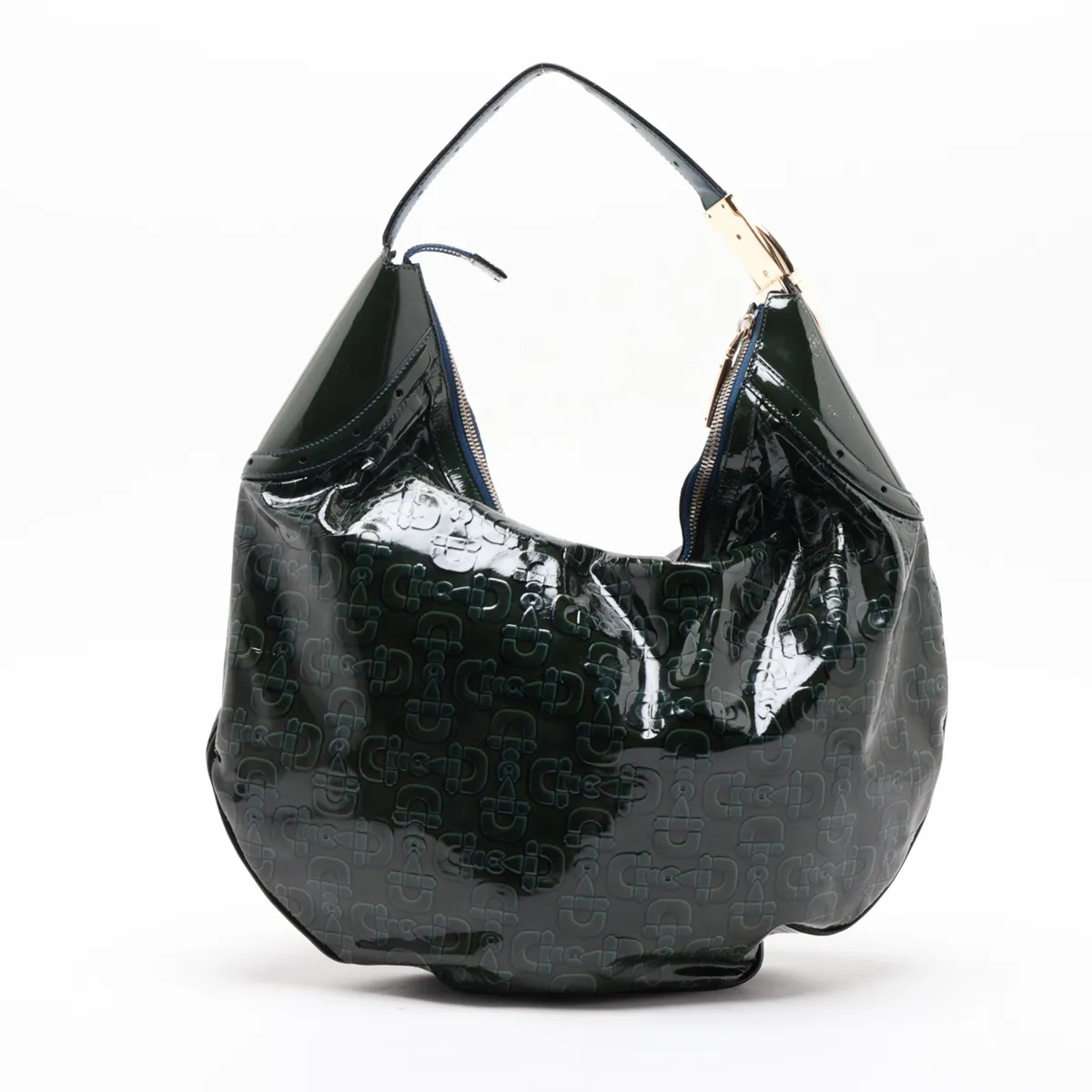 Horsebit 145764 Patent Leather Shoulder Bag, Green — view 2