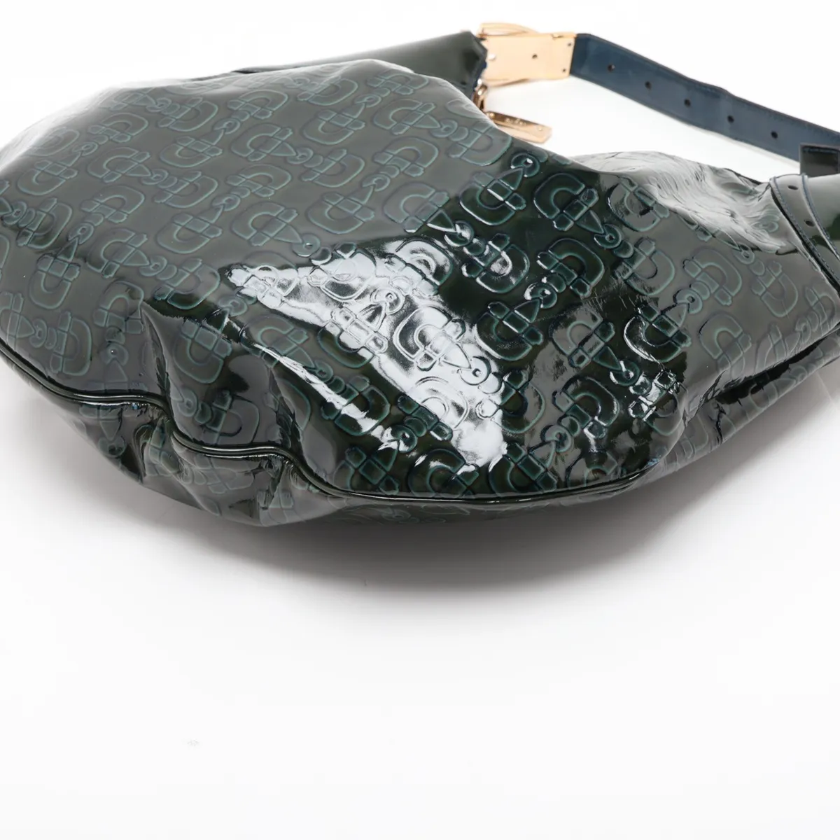 Horsebit 145764 Patent Leather Shoulder Bag, Green — view 3