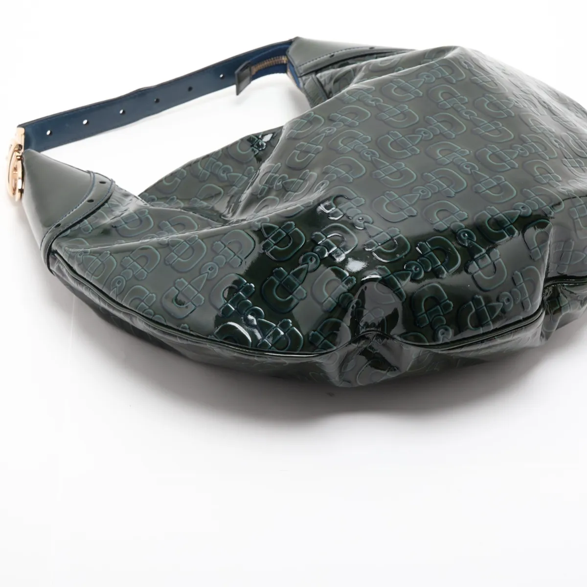 Horsebit 145764 Patent Leather Shoulder Bag, Green — view 4