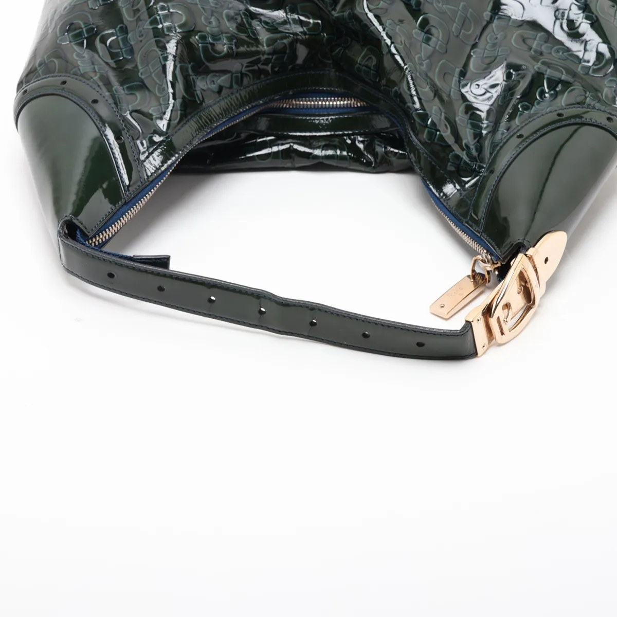 Horsebit 145764 Patent Leather Shoulder Bag, Green — view 5