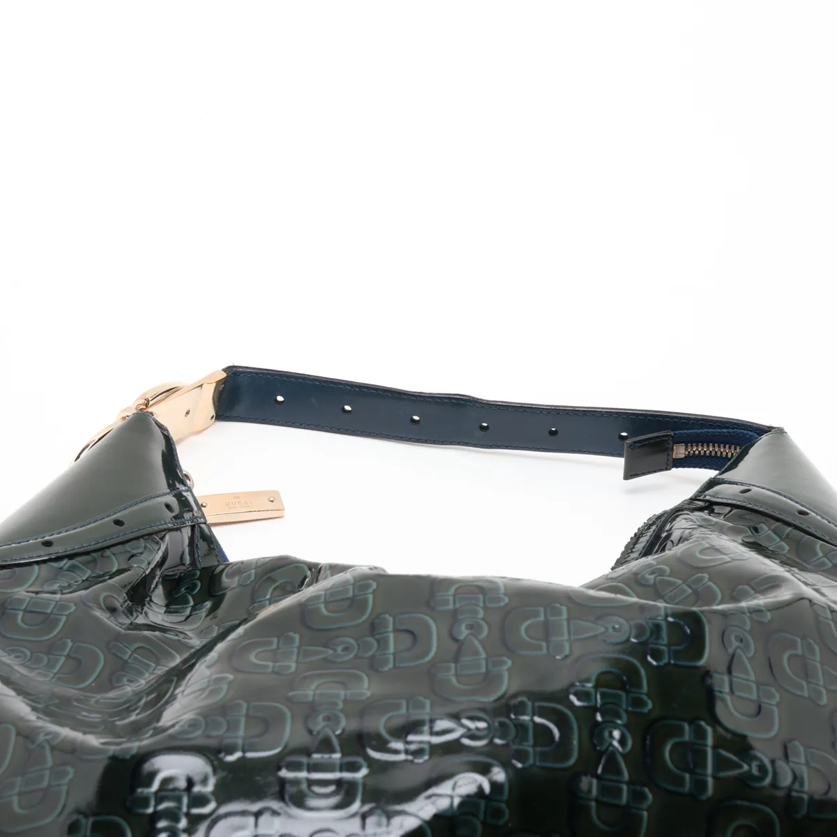 Horsebit 145764 Patent Leather Shoulder Bag, Green — view 6