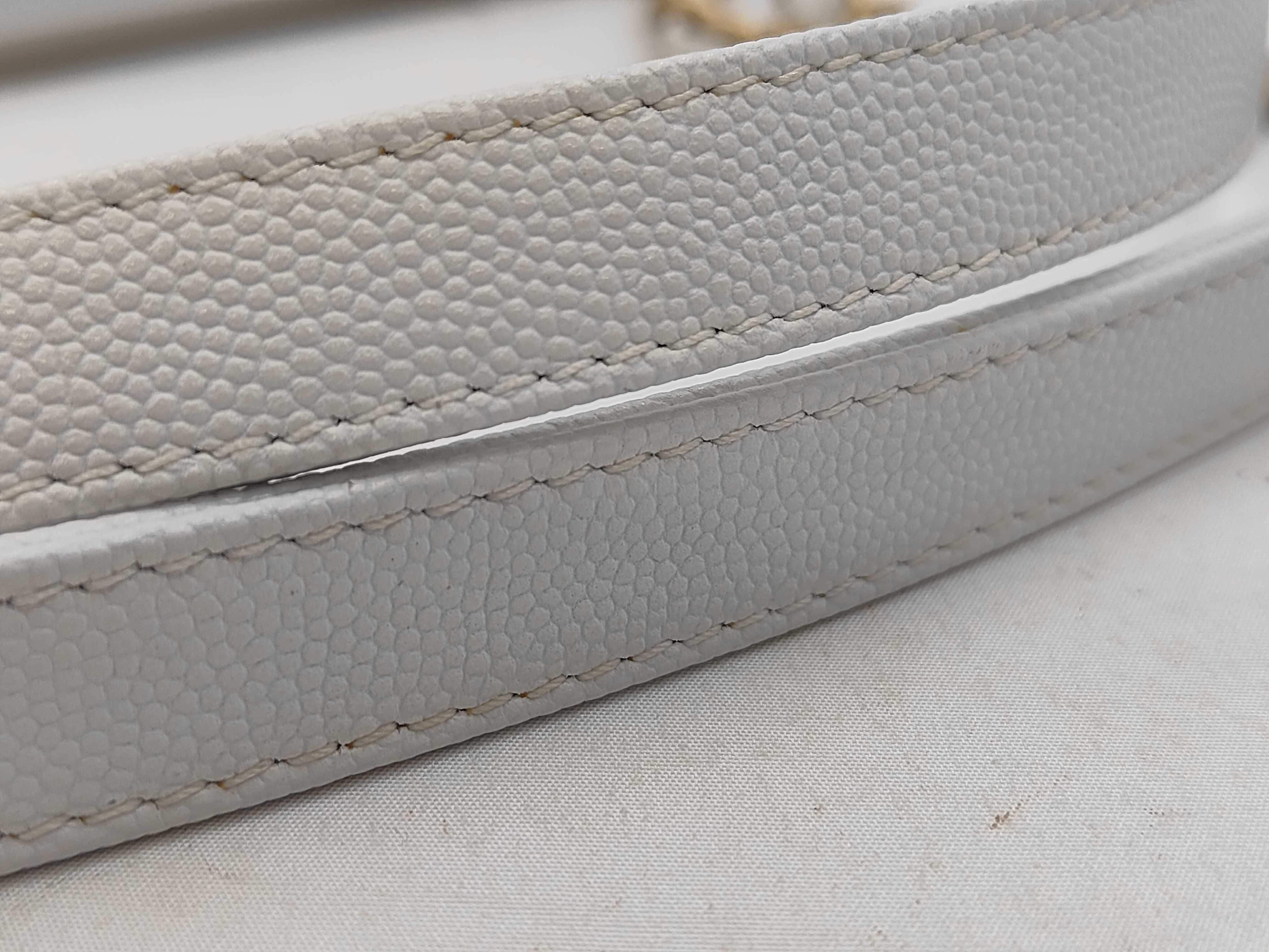 Matelassé Chain Handbag, Caviar Leather, White Bag — view 4