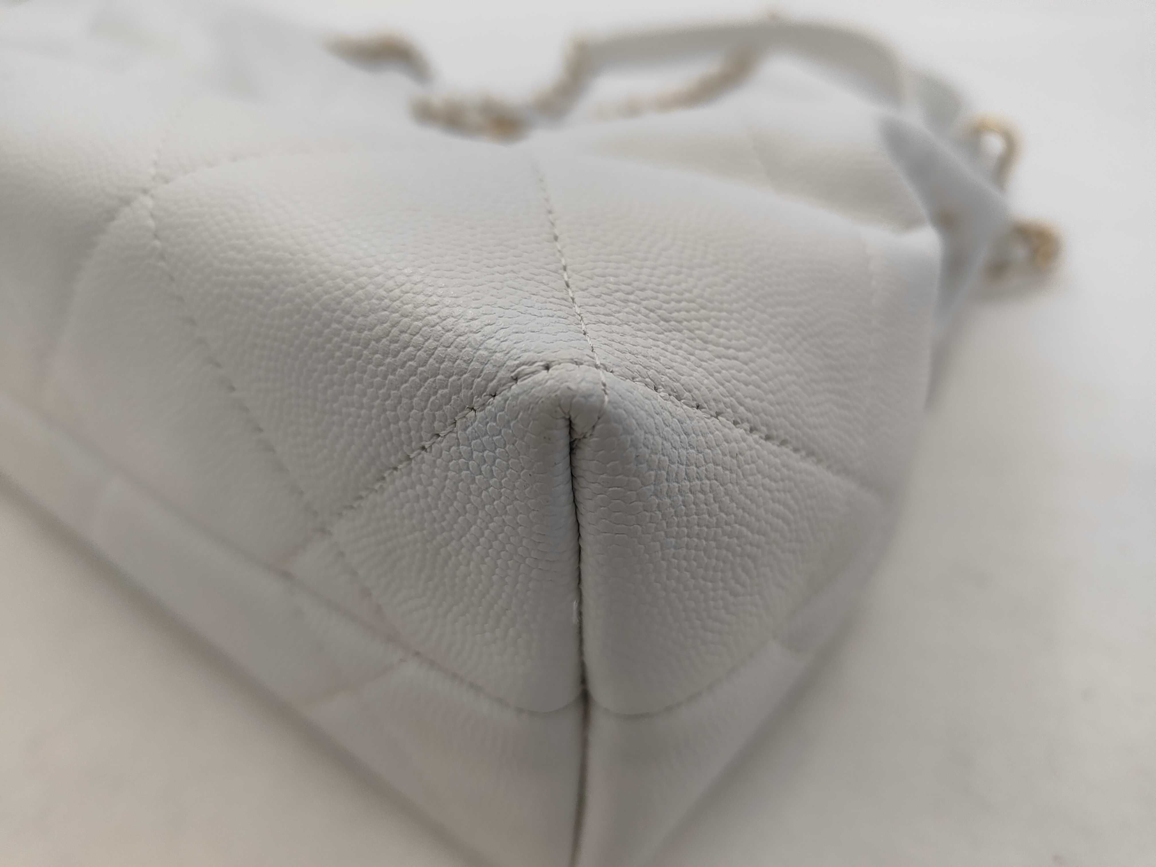Matelassé Chain Handbag, Caviar Leather, White Bag — view 6