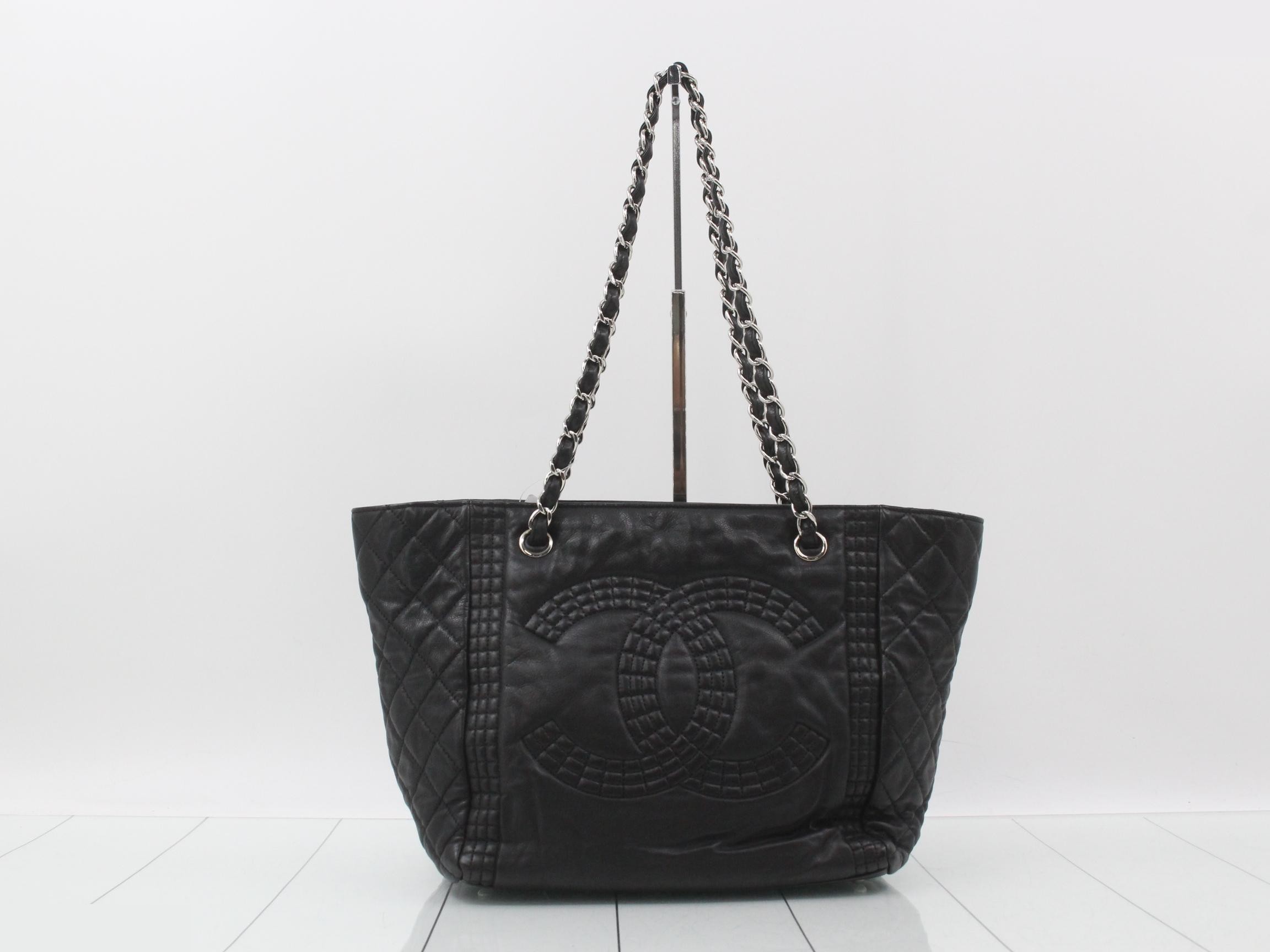 Leather Coco Mark Chain Semi-Shoulder Bag