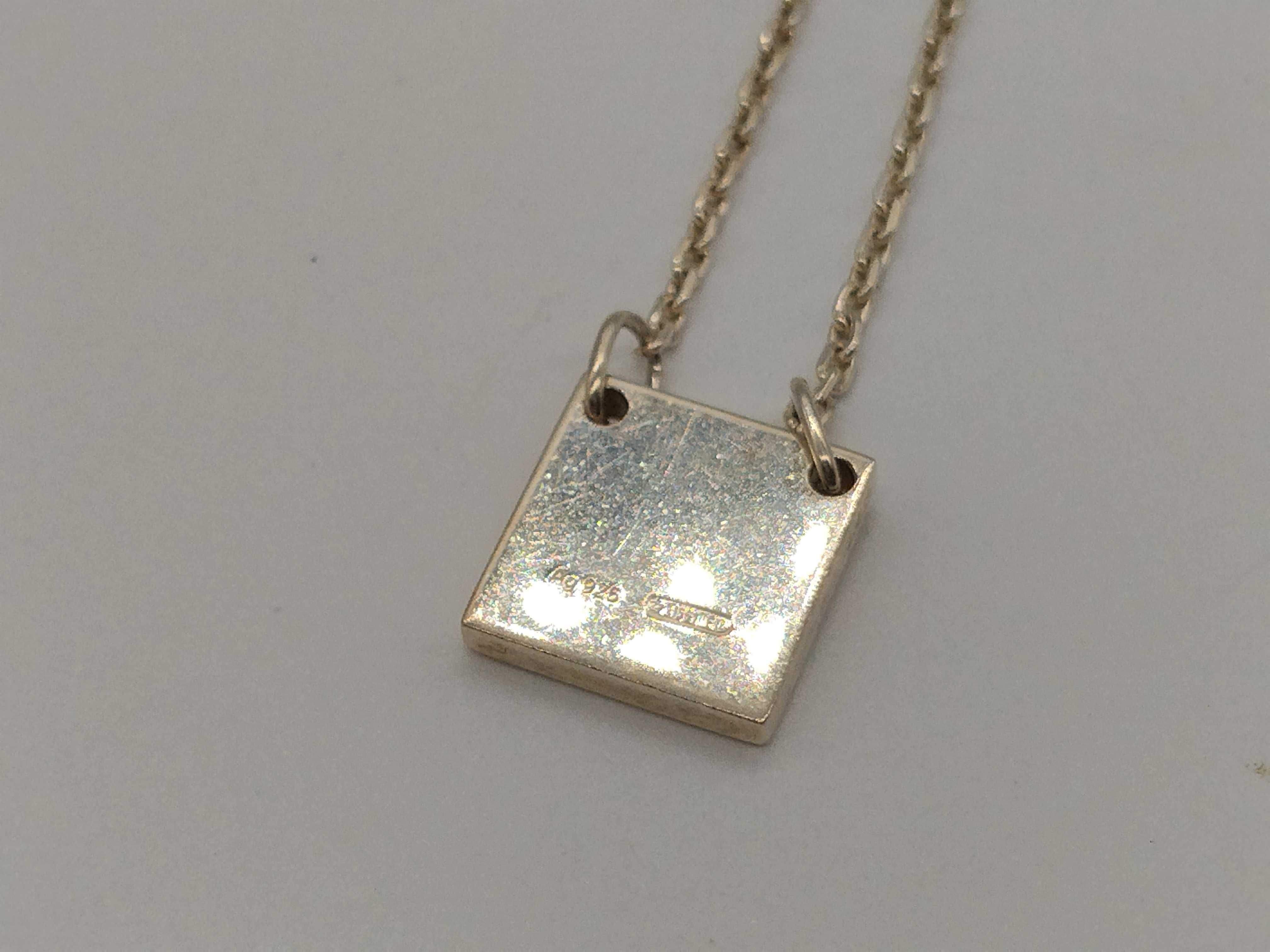 logo plate square sterling silver (925) necklace. — view 2