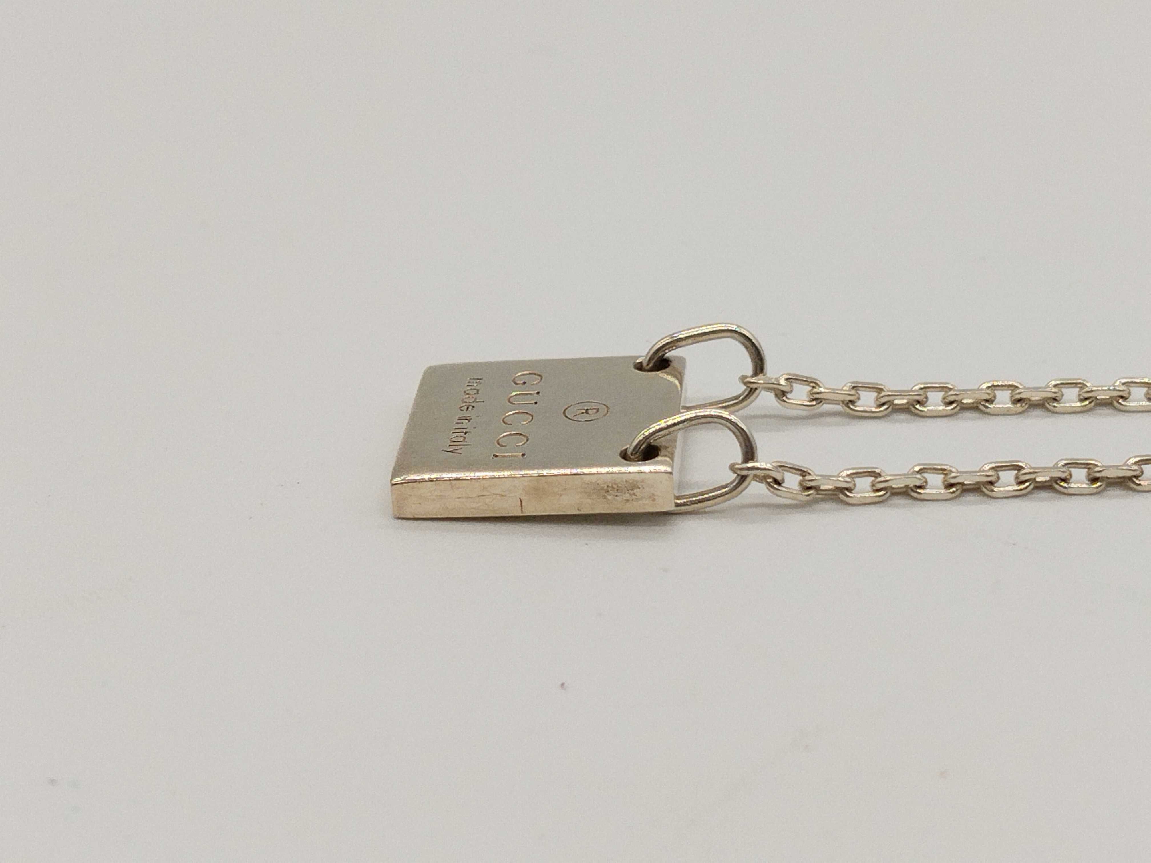 logo plate square sterling silver (925) necklace. — view 3