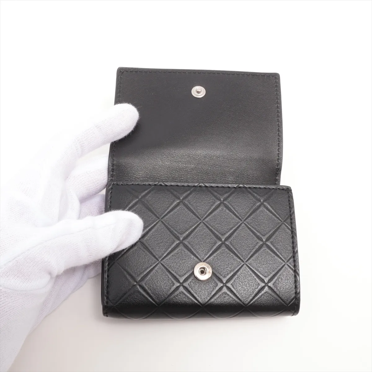 Leather Compact Wallet Black — view 3