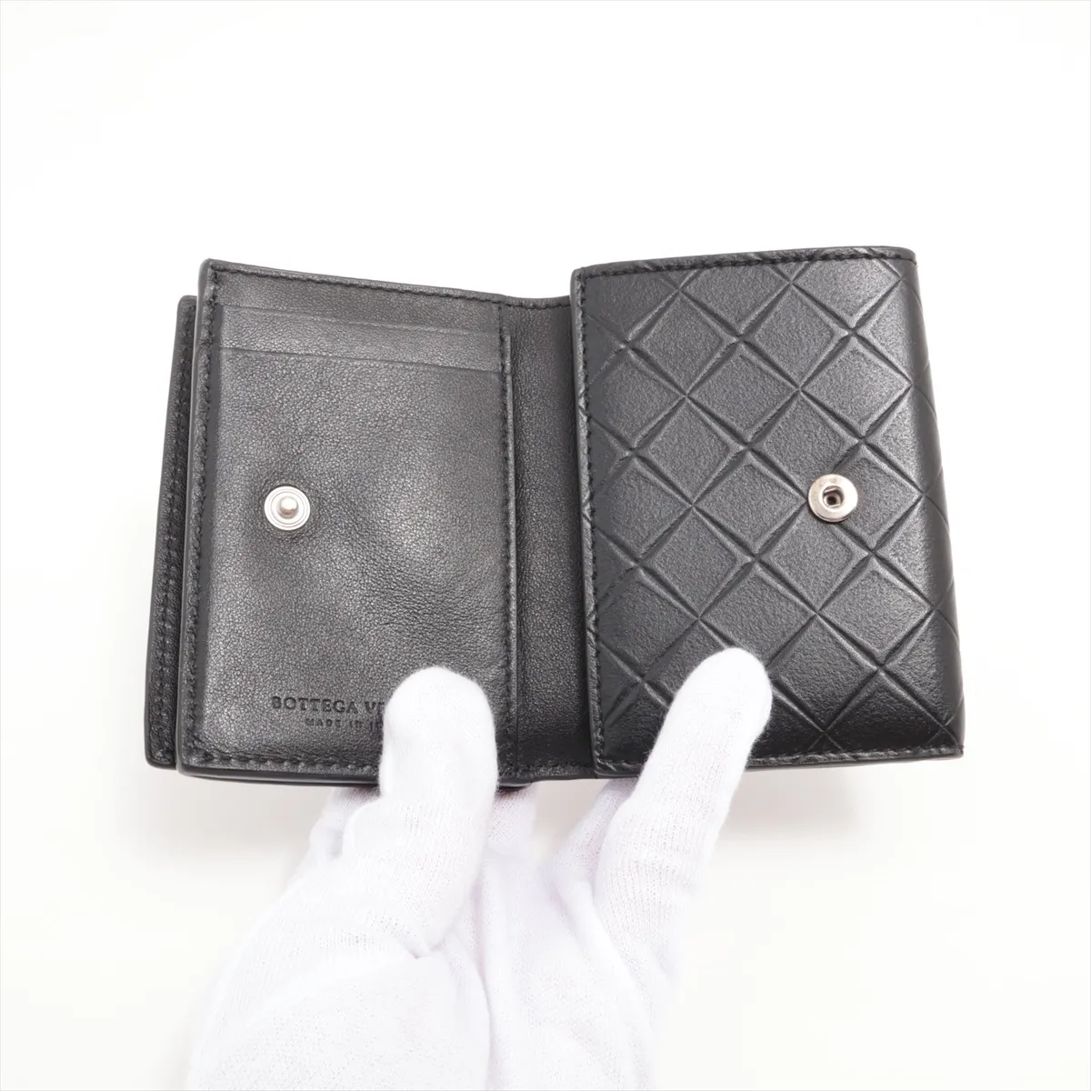 Leather Compact Wallet Black — view 4