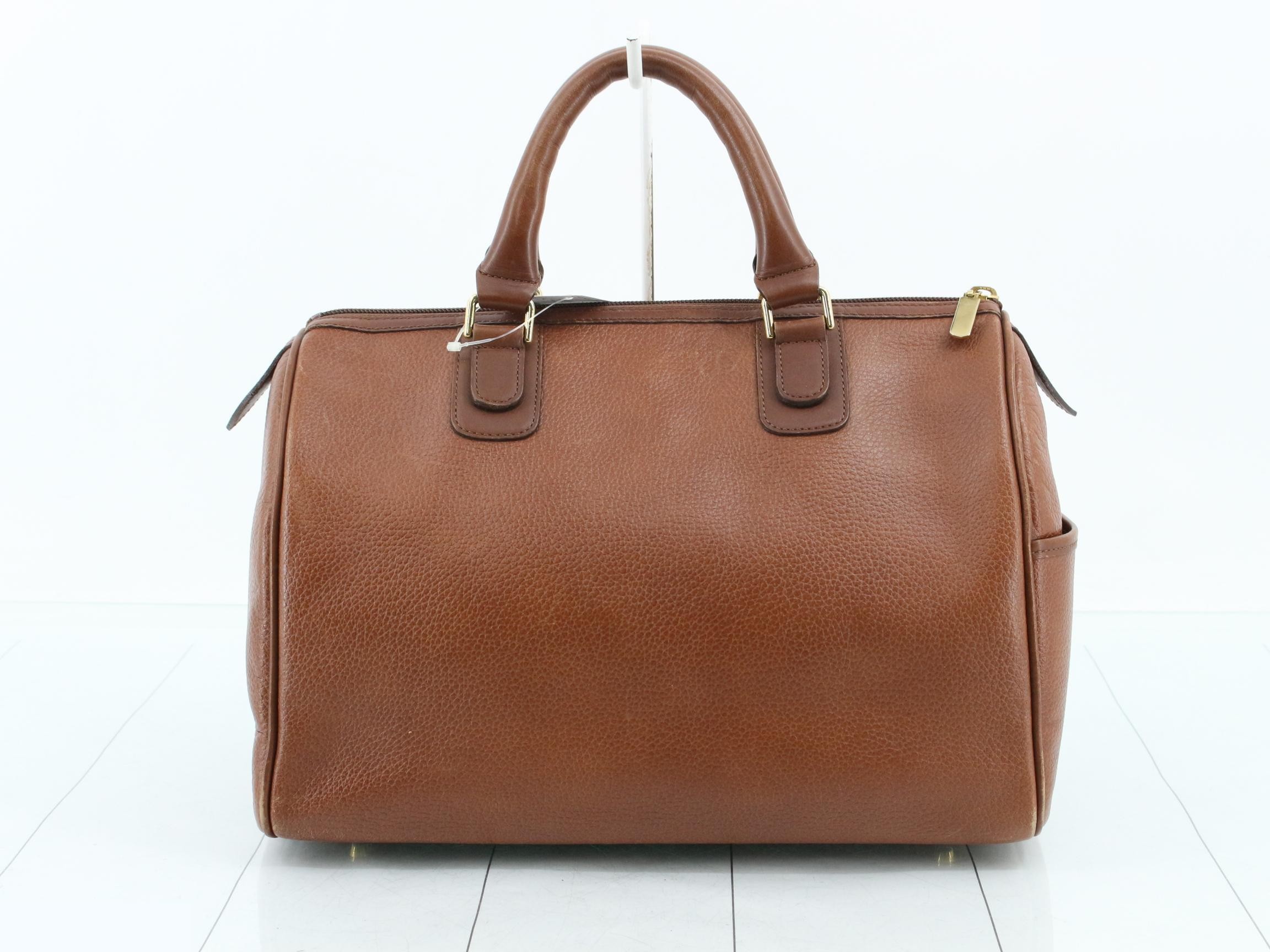 Mini Boston bag, leather, brown, W31 H20 D18 — view 2