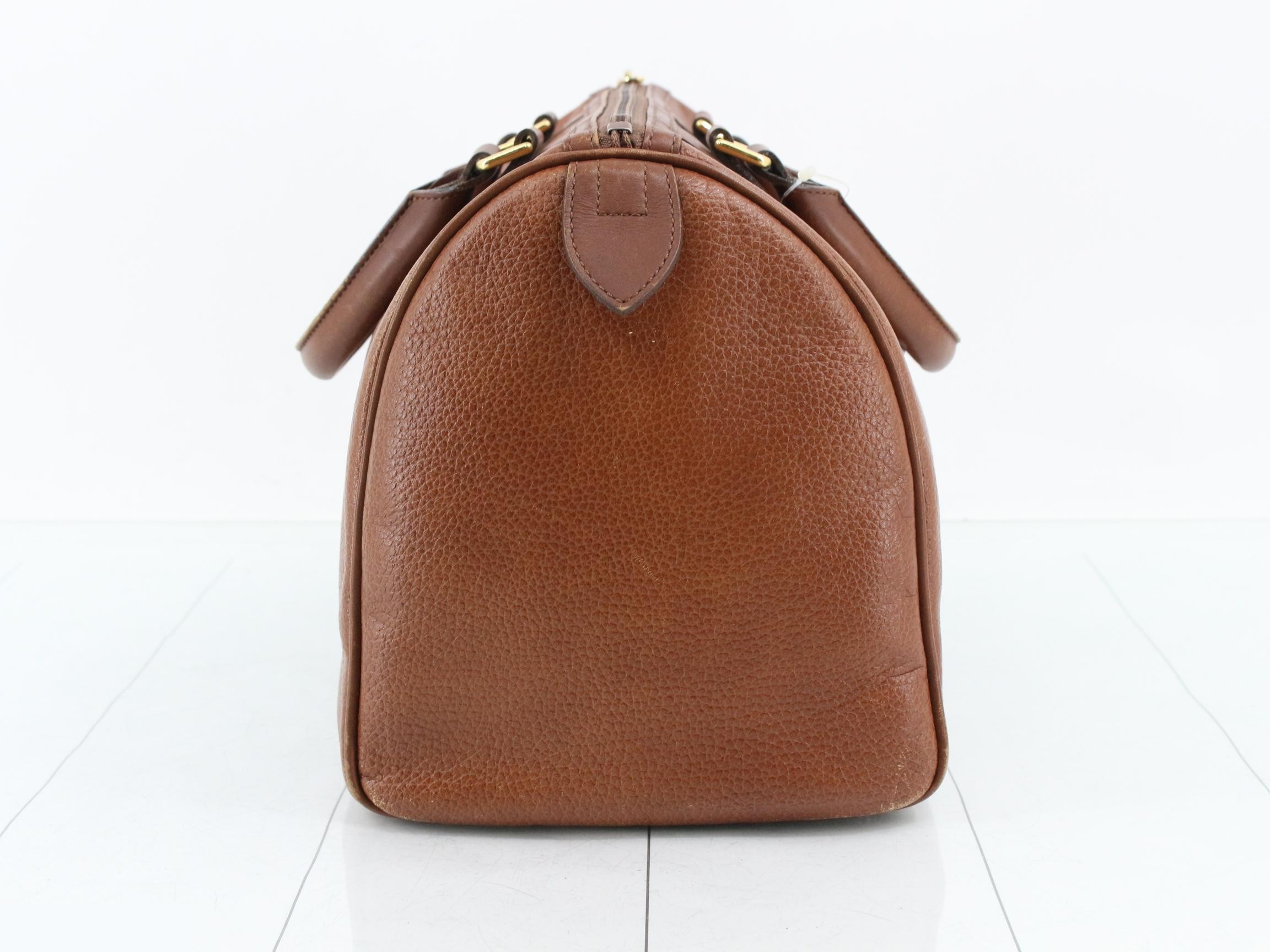 Mini Boston bag, leather, brown, W31 H20 D18 — view 3