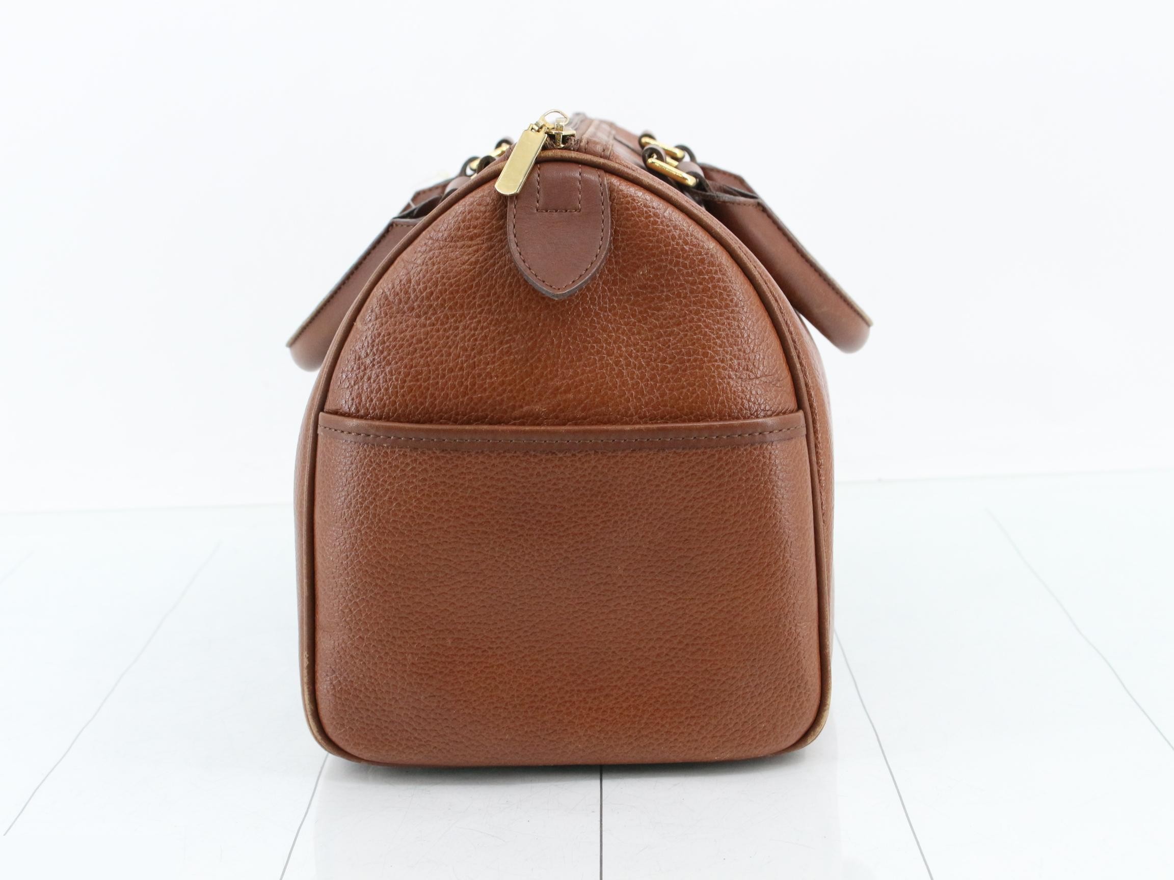 Mini Boston bag, leather, brown, W31 H20 D18 — view 4