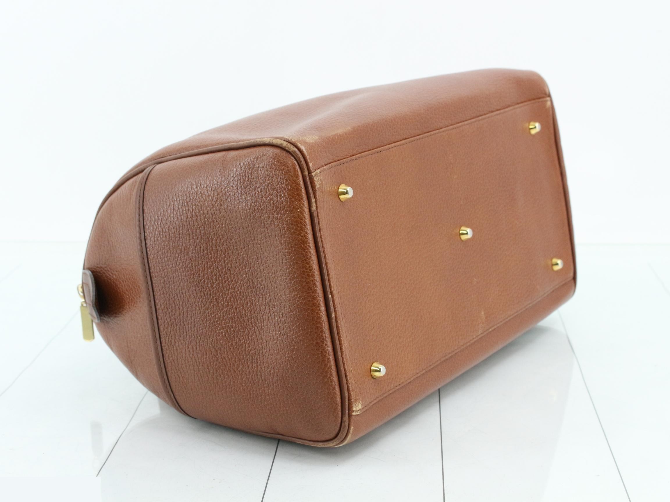 Mini Boston bag, leather, brown, W31 H20 D18 — view 5