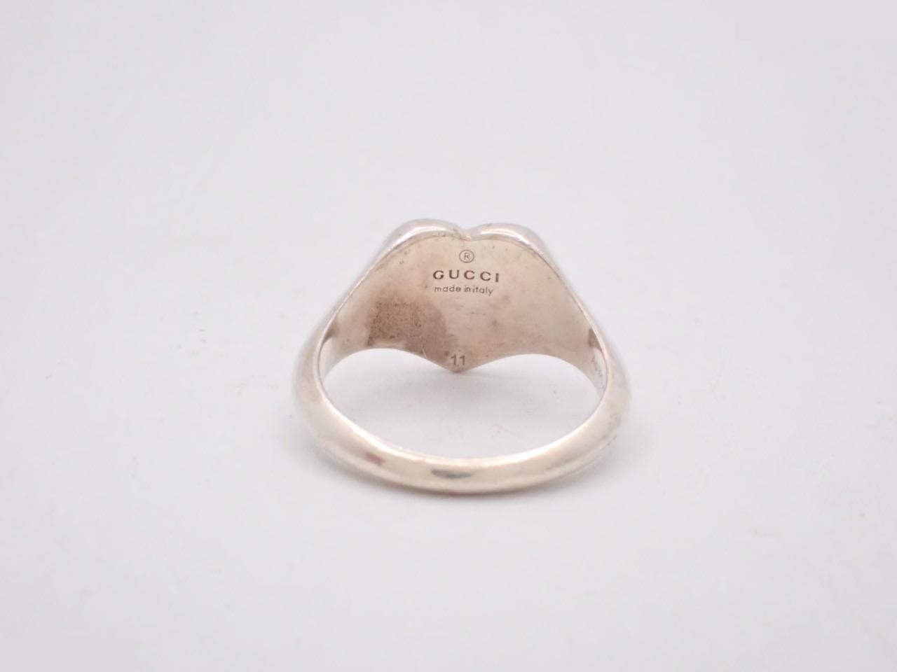 Interlocking G Enamel Heart Sterling Silver 925 Ring (Gucci) — view 2