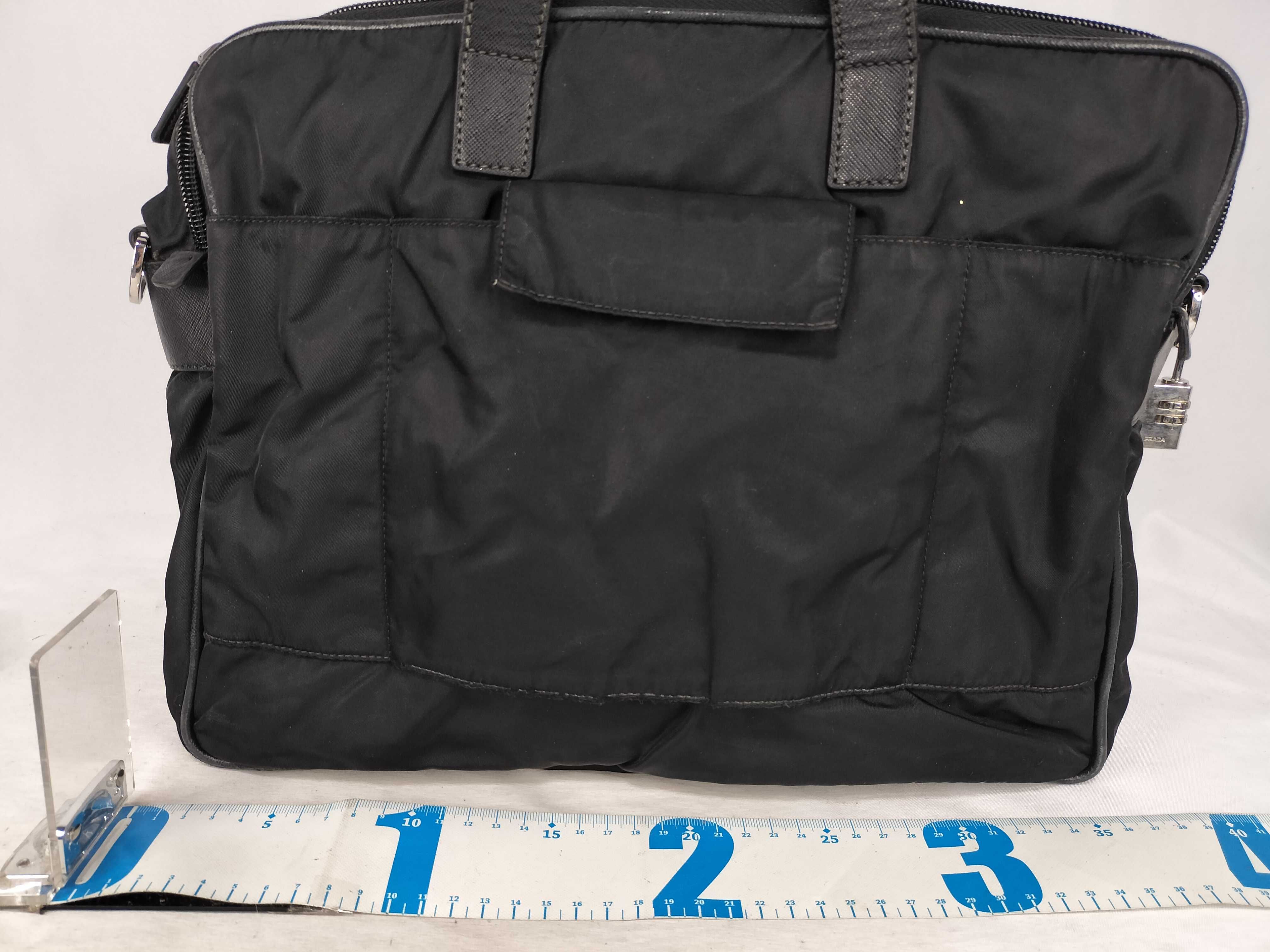 nylon business bag with Prada triangular logo, white tag, size 165, clutch bag. — view 2