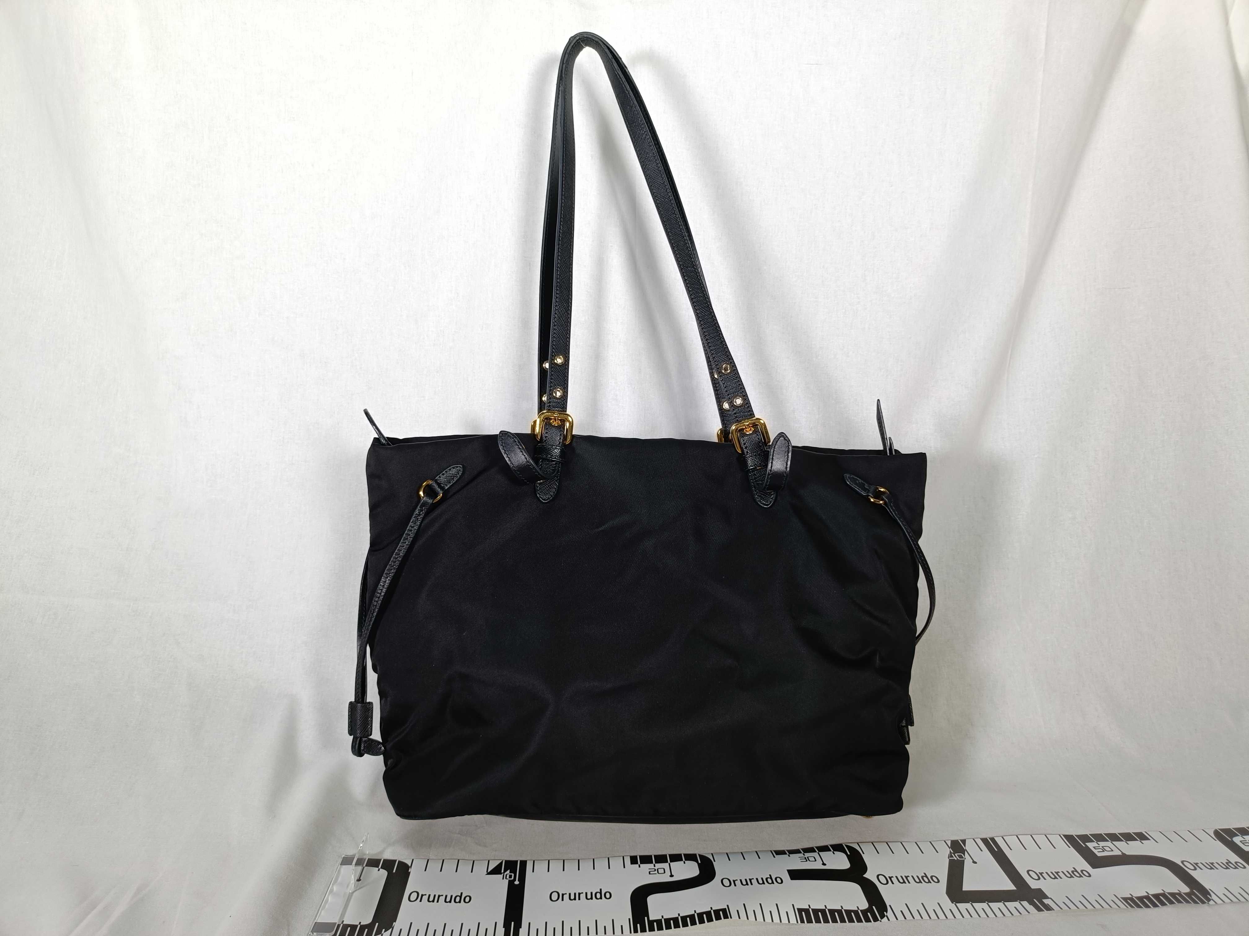 Tessuto Nylon x Leather Tote Bag, Black BR4997 Tote Bag — view 2