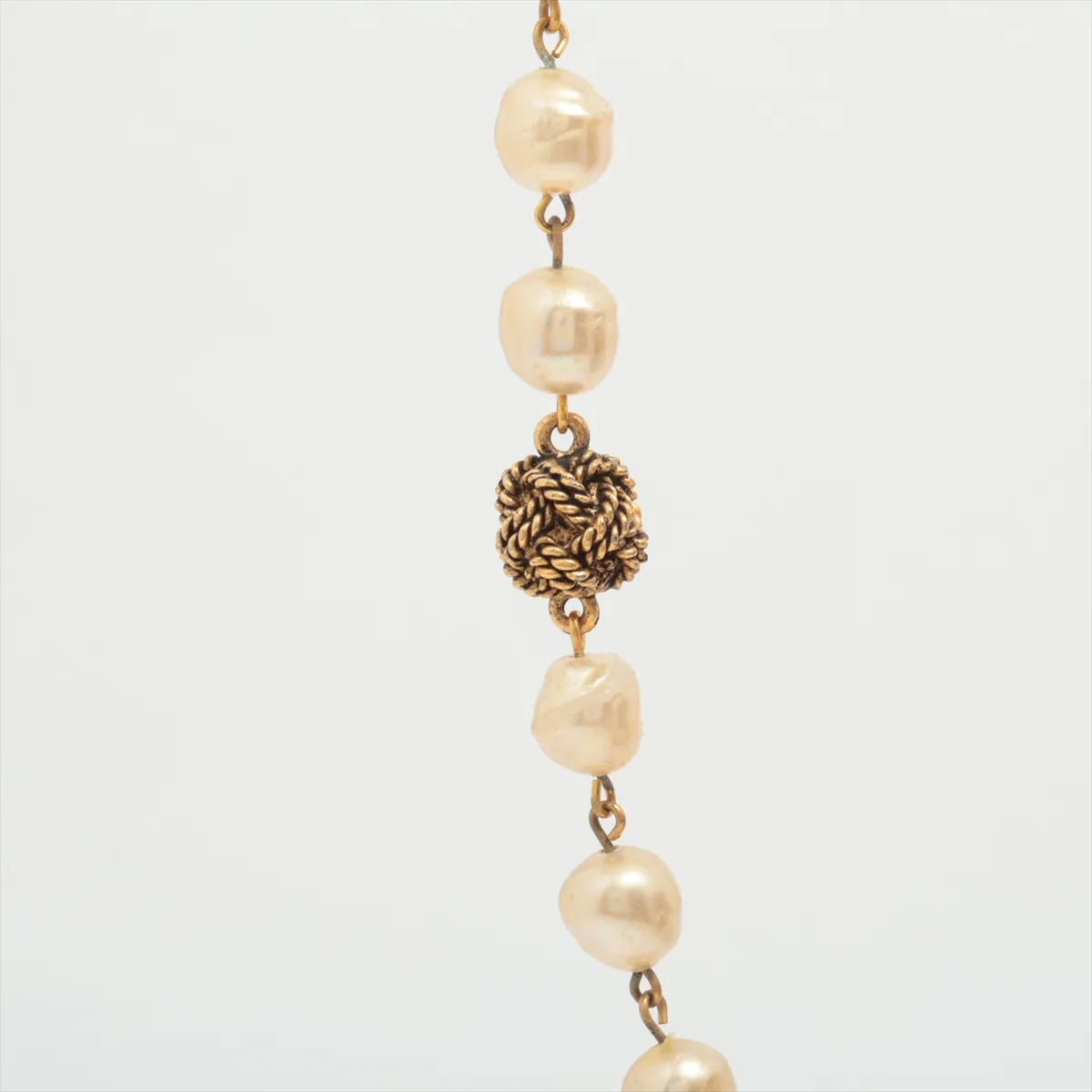 Coco Mark Long Necklace GP x Fake Pearl Gold — view 2