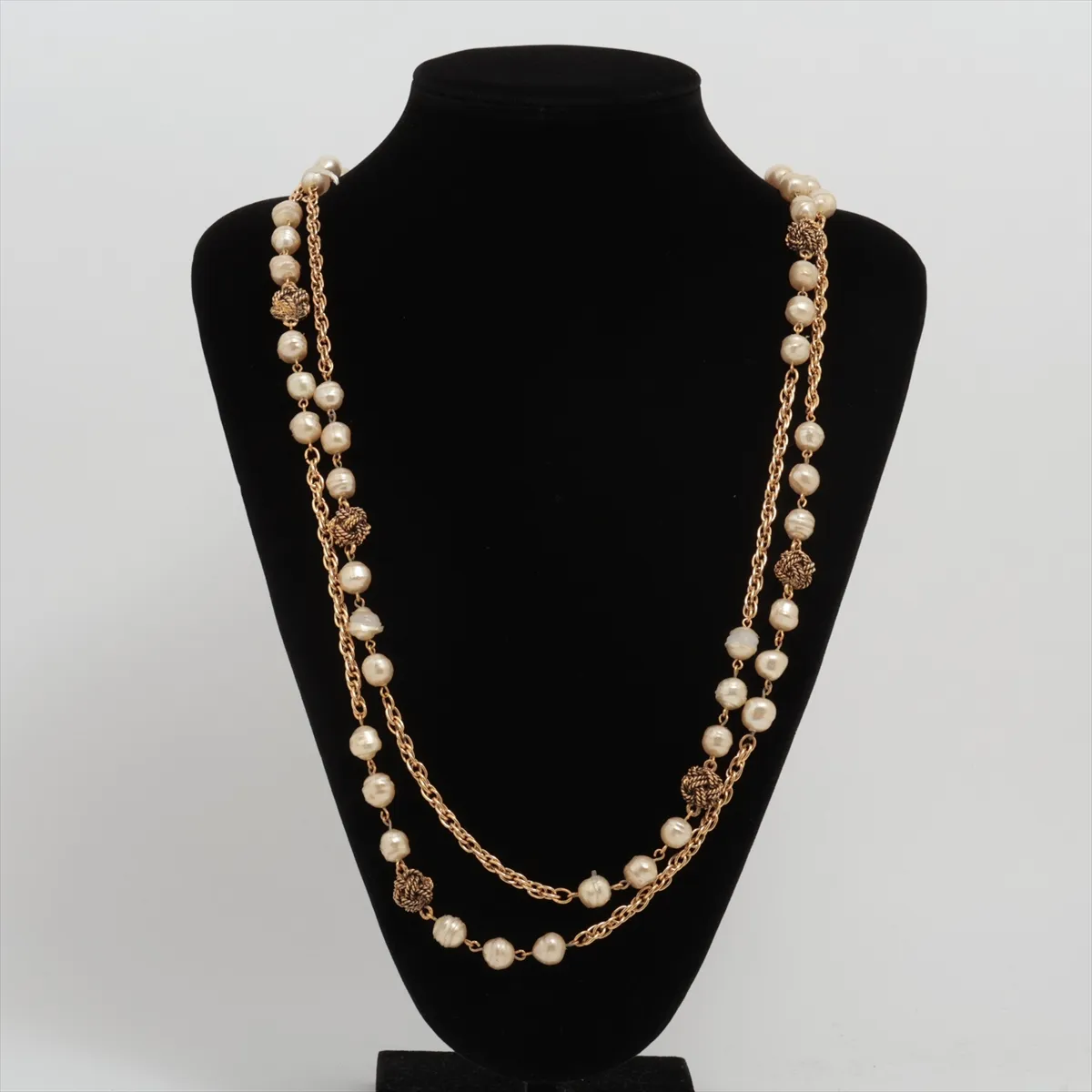 Coco Mark Long Necklace GP x Fake Pearl Gold — view 6