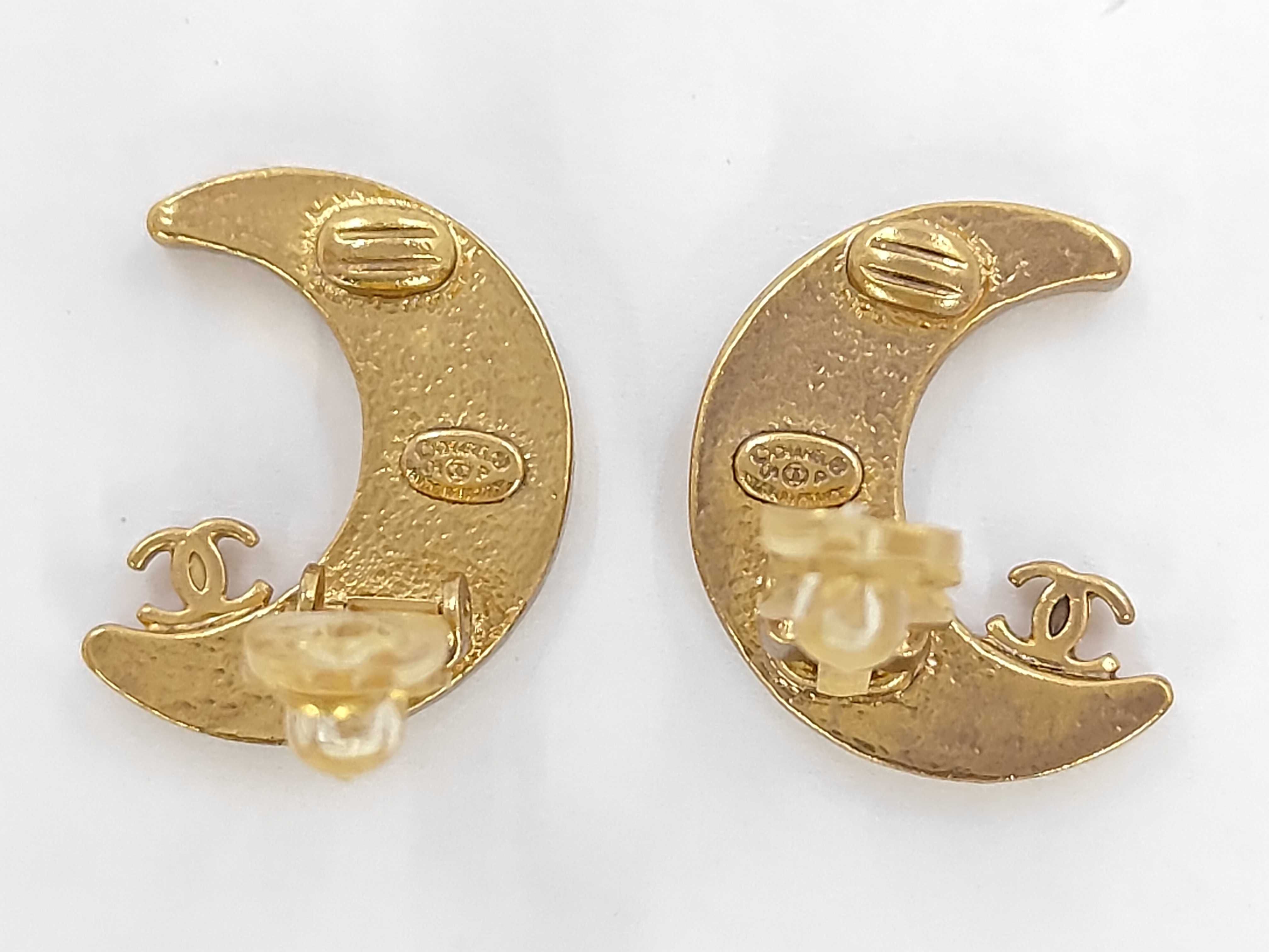 Moon Coco Rhinestone Gold (YG) Earrings — view 2