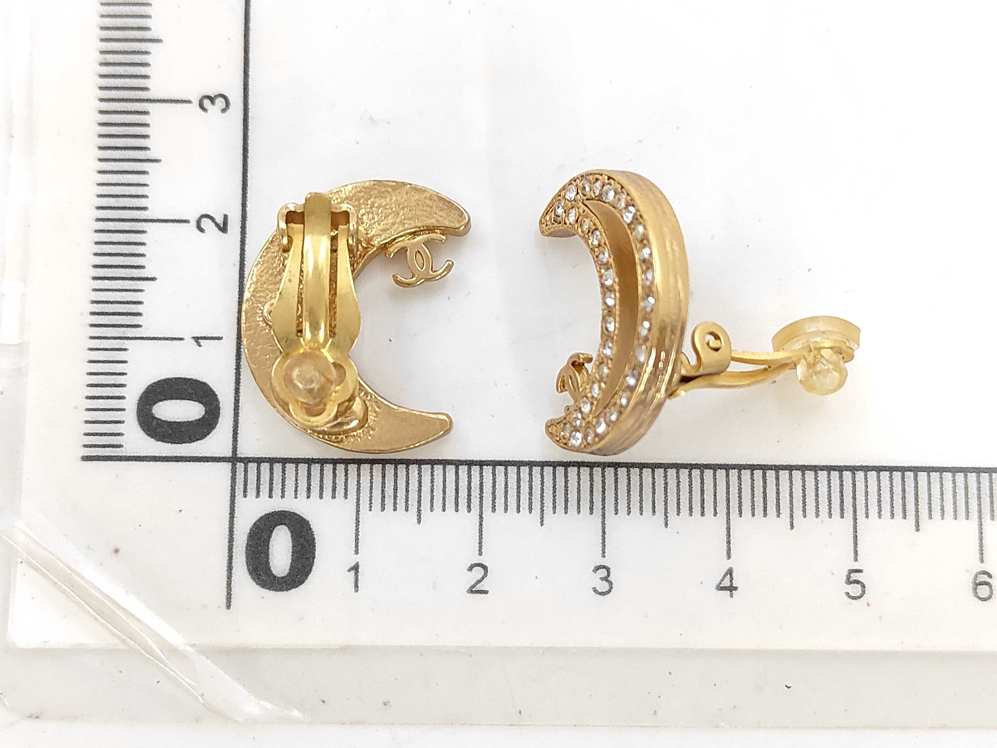 Moon Coco Rhinestone Gold (YG) Earrings — view 6