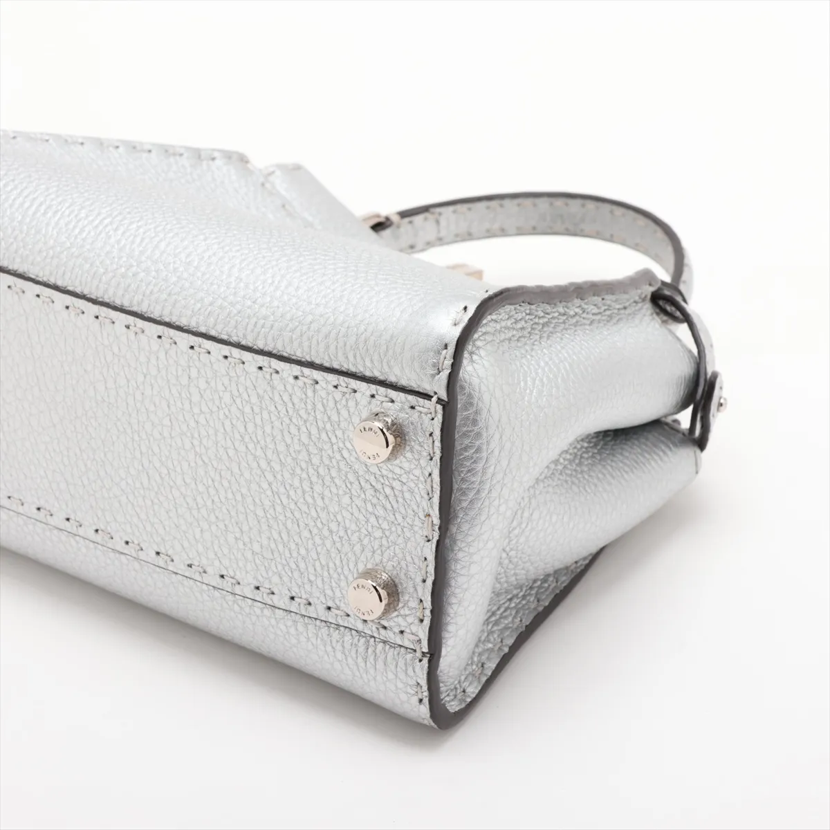 Selleria Mini Peekaboo Leather 2-Way Handbag, Silver 8BN244 — view 3