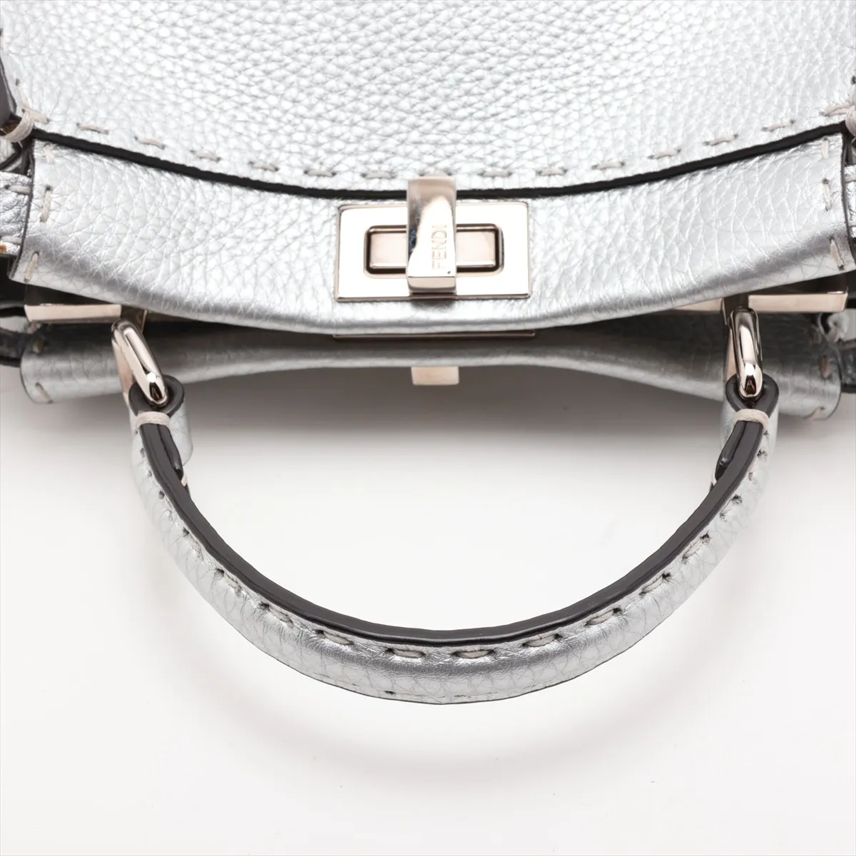 Selleria Mini Peekaboo Leather 2-Way Handbag, Silver 8BN244 — view 5