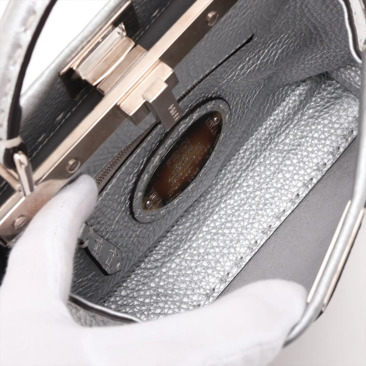 Selleria Mini Peekaboo Leather 2-Way Handbag, Silver 8BN244 — view 8