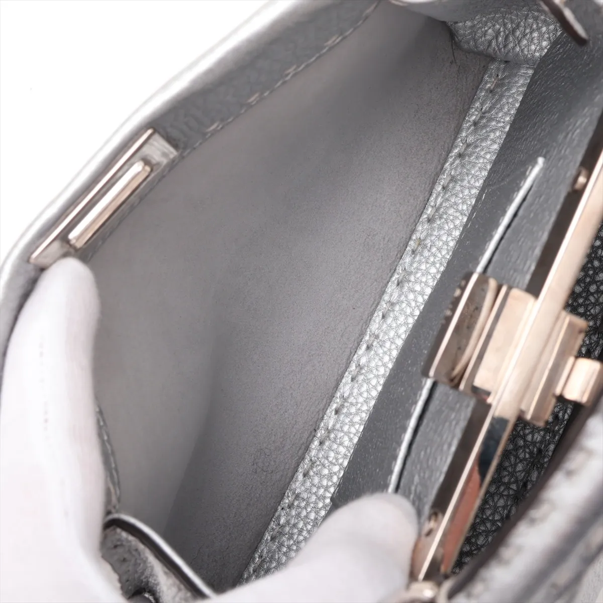 Selleria Mini Peekaboo Leather 2-Way Handbag, Silver 8BN244 — view 9