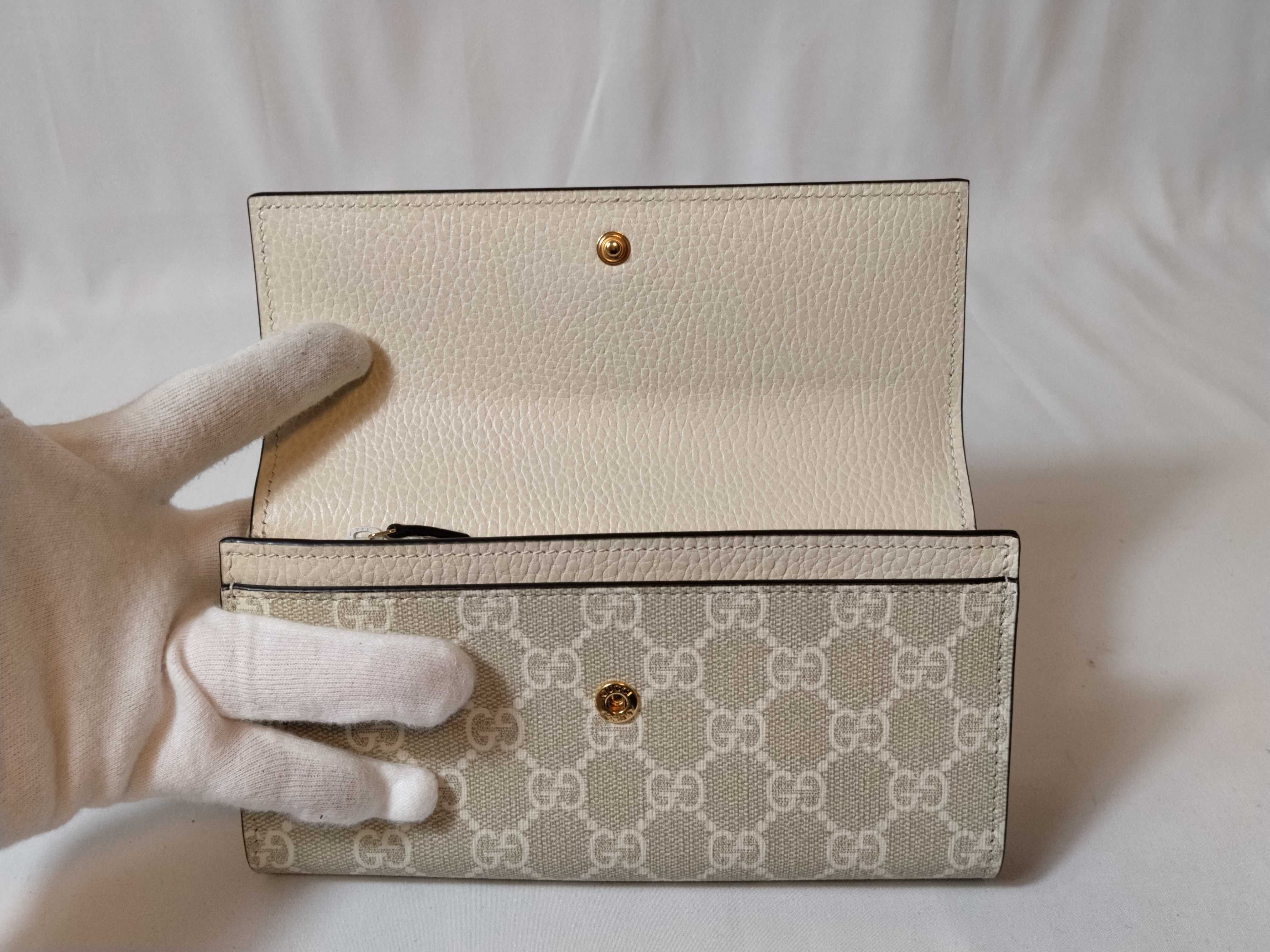 GG Supreme Petite Marmont Long Wallet, PVC, White, 456116 — view 12